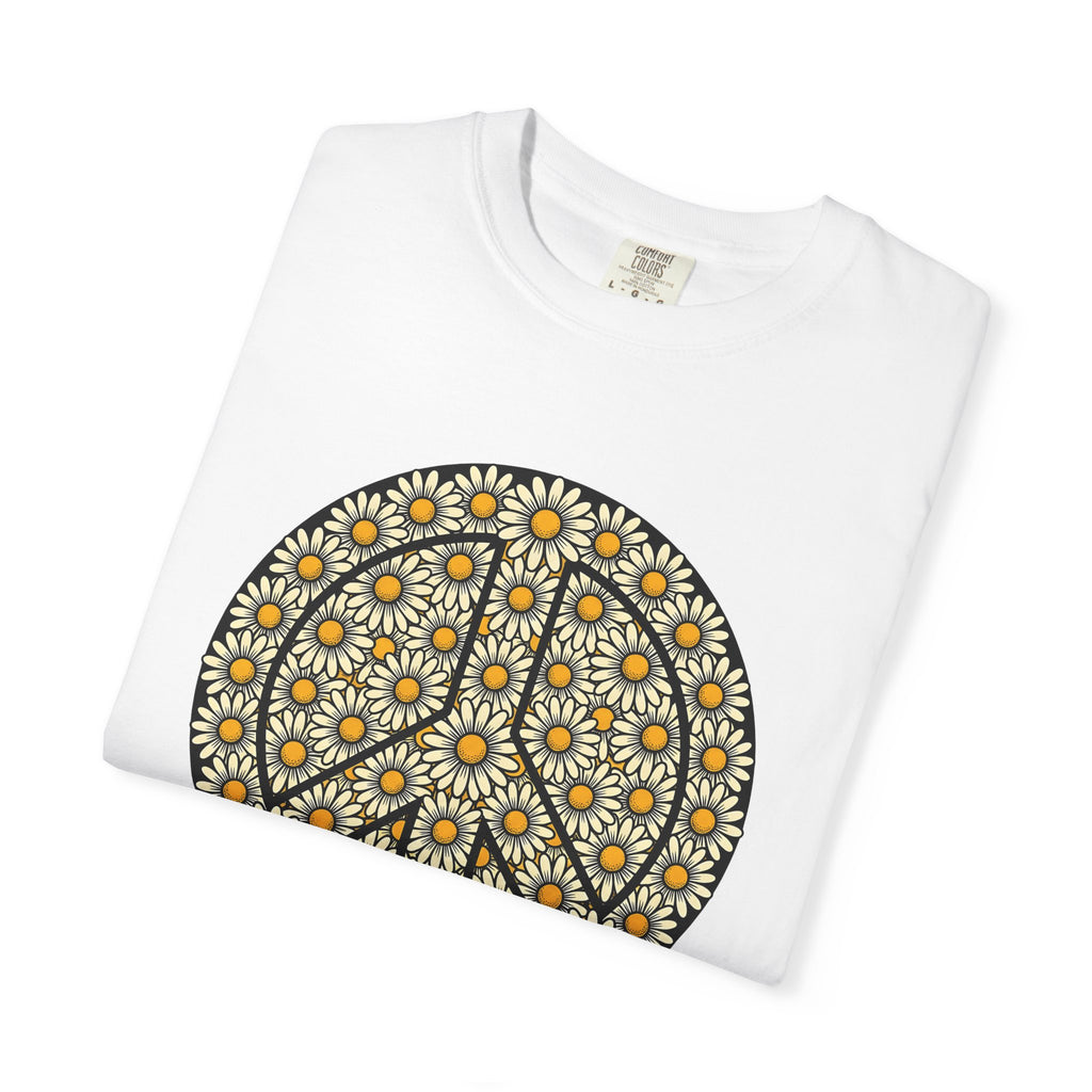 Daisy Peace Sign Shirt Hippie Flower Gift Women Boho Tee Peace Symbol T-Shirt Bohemian Fan Hippie Chic Graphic Retro Floral Tshirt