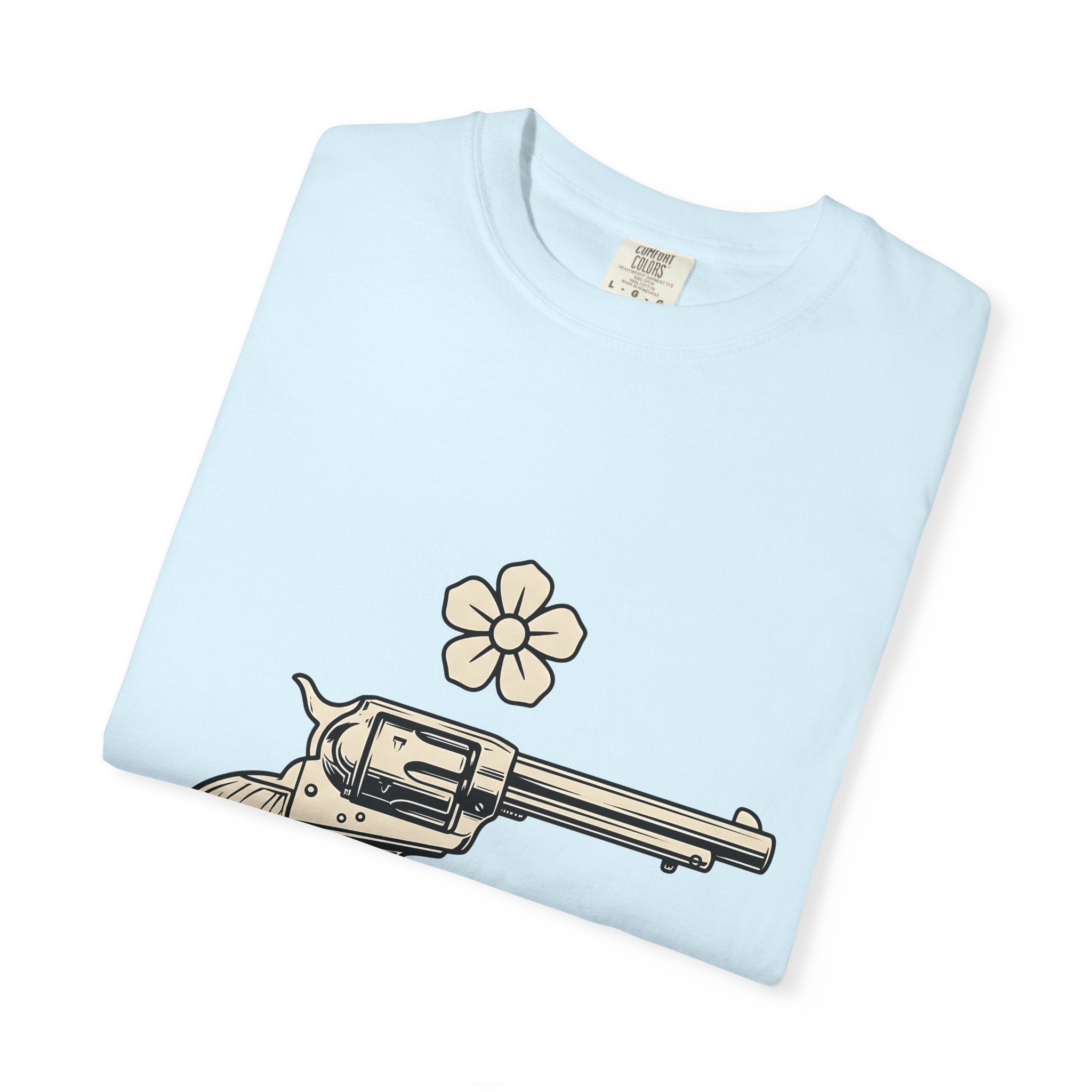 Western Pistol Shirt Cowgirl Cowboy Gift Women Retro Tee Handgun T-Shirt Cowgirl Fan Gunslinger Tshirt Cowboy Graphic Sketch Bloom Tshirt