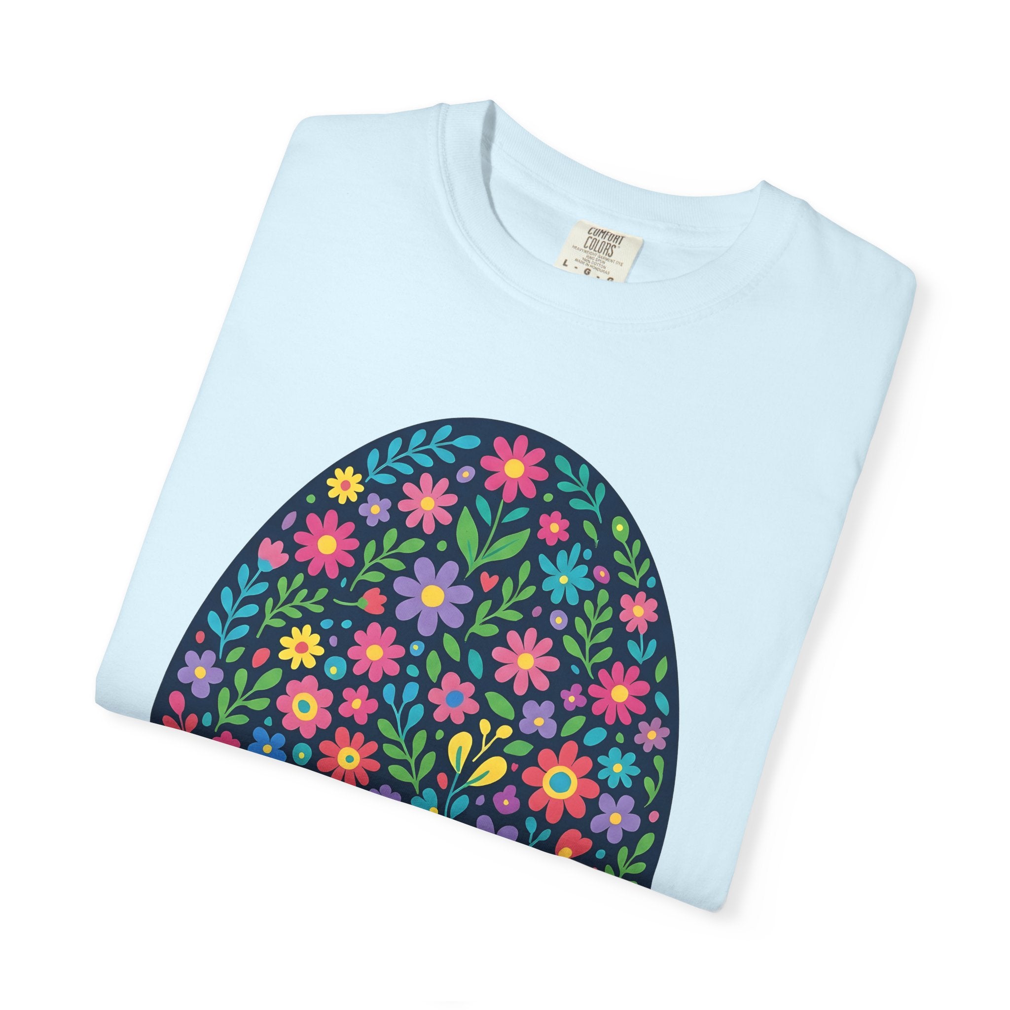 Floral Egg Shirt Easter Spring Gift Women Folk Art Tee Easter Egg T-Shirt Easter Fan Primitive Tshirt Spring Graphic Boho Wildflowers Tshirt