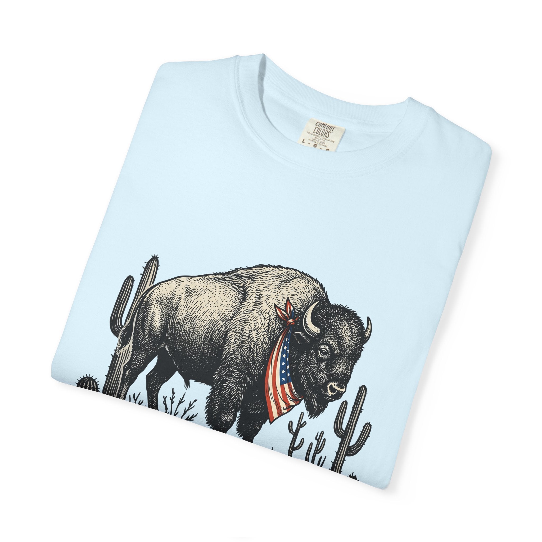 Bison Drawing Shirt America Ranch Gift Women Old School Tee Buffalo T-Shirt American Fan Vintage Tshirt Ranch Graphic Line Art Prickly Pear