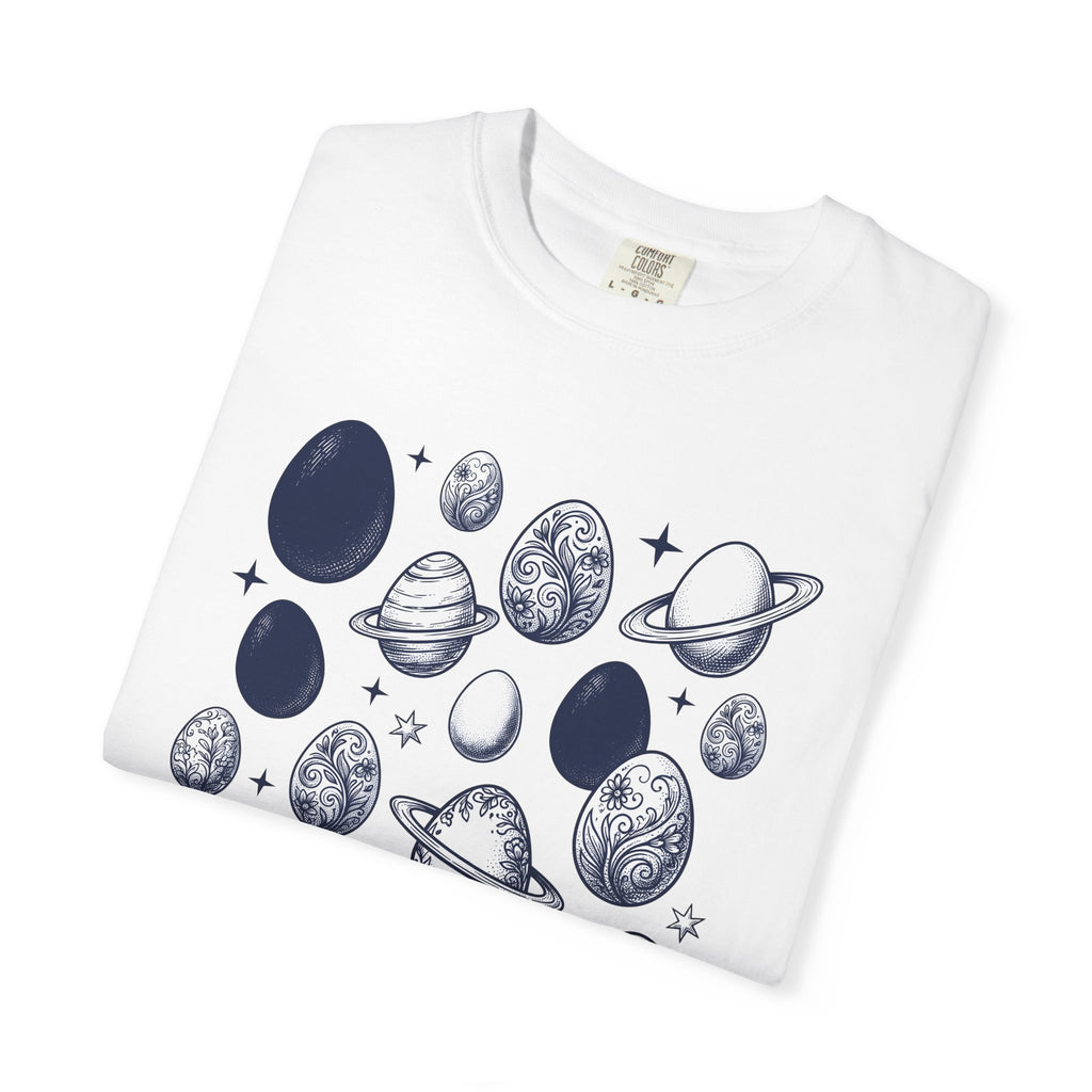 Painted Easter Eggs Shirt Easter Galaxy Gift Women Retro Tee Easter Eggs T-Shirt Easter Fan Vintage Tshirt Space Graphic Sketch Orbital