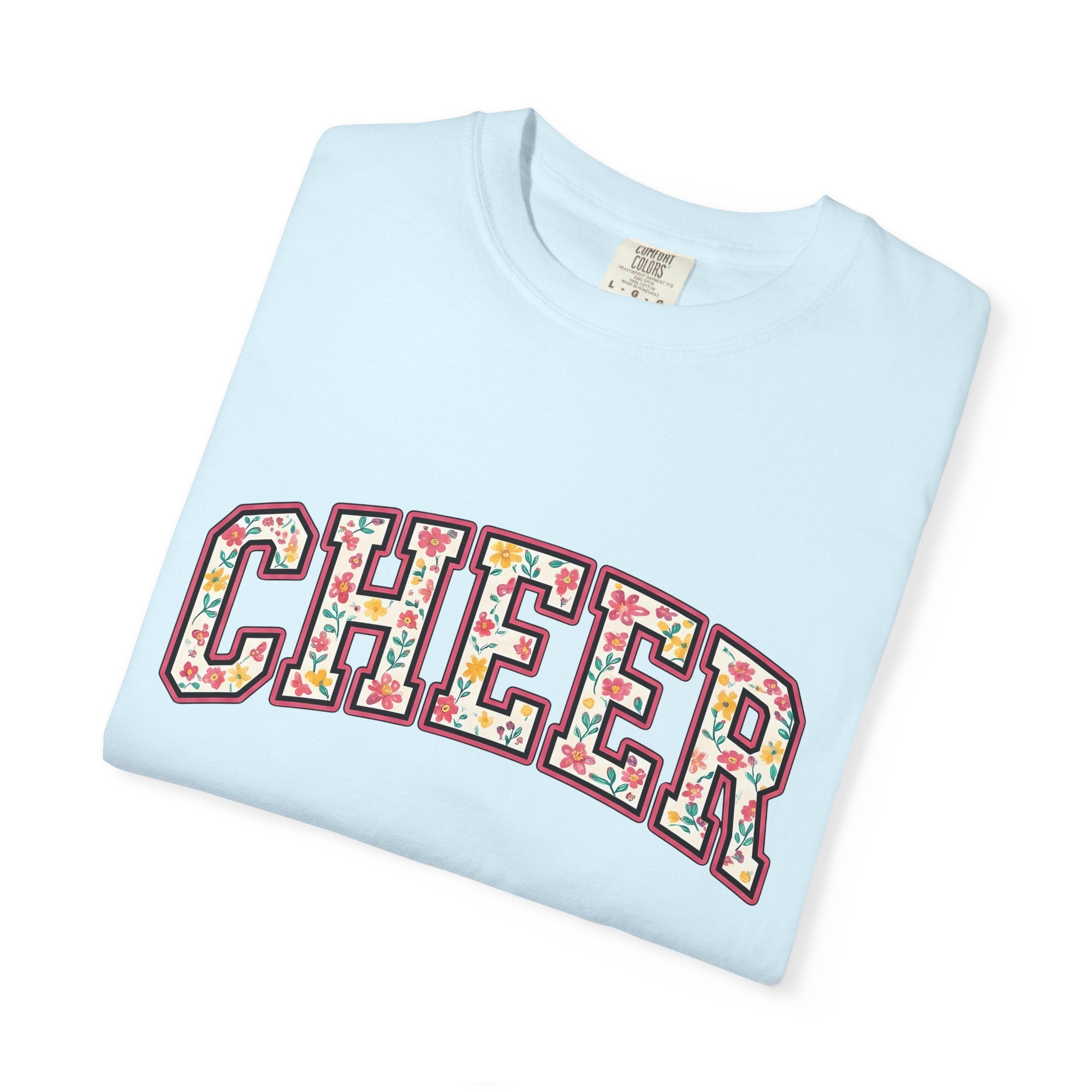 Varsity Blossom Text Shirt Cheer Petals Gift Women Heavy Tee Lettering T-Shirt Spirit Fan Bold Tshirt Floral Graphic Old School Floral