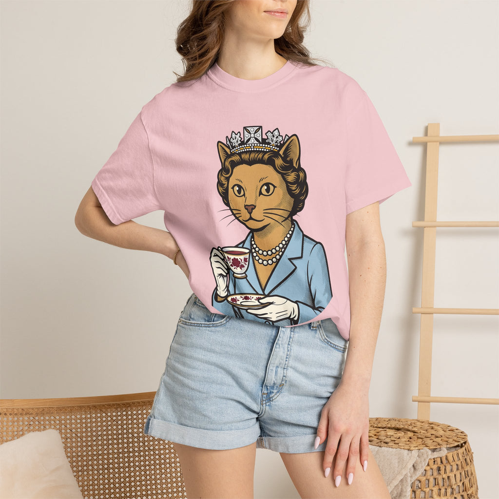 Princess Cat Shirt Cat Comedy Gift Women Comic Tee Kitty Cat T-Shirt Feline Fan Cartoon Tshirt Humor Graphic Hand Drawn Teapot Tshirt