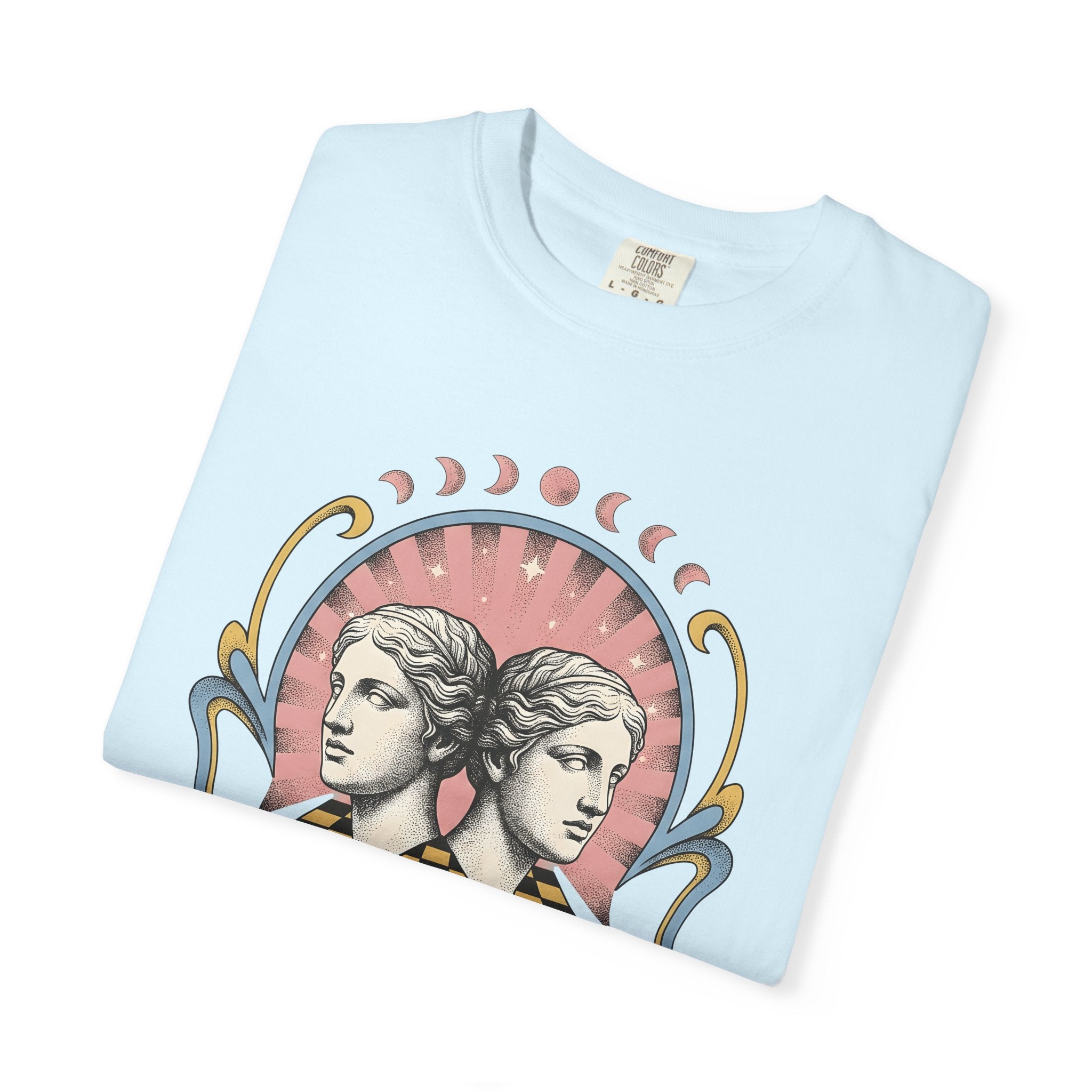Gemini Twins Shirt Boho Chic Zodiac Gift Women Vintage Tee Twins T-Shirt Hippie Fan Retro Tshirt Astrology Graphic Tshirt Retro Checkerboard