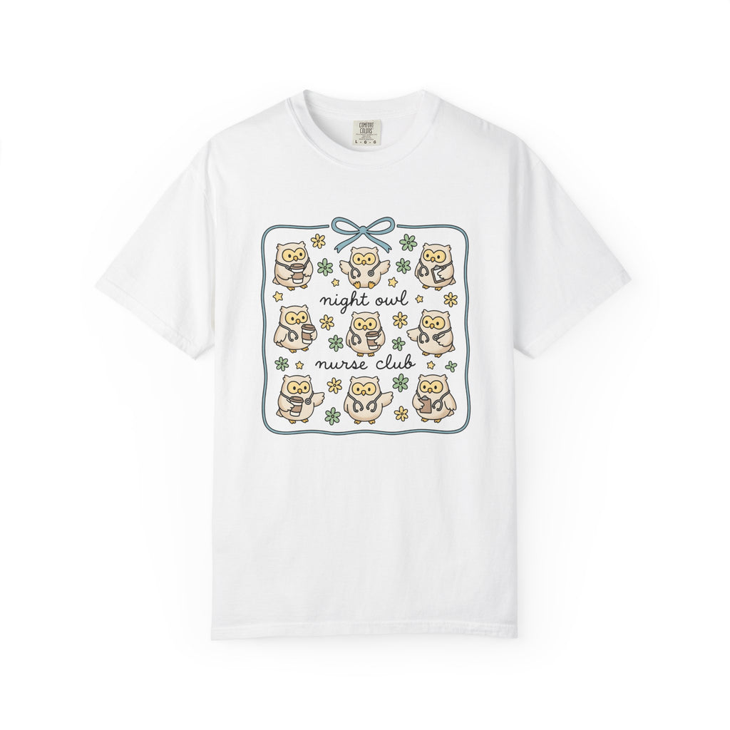 Nurse Owl Shirt Nurses Animal Gift Women Kawaii Tee Owl T-Shirt Nursing Enthusiast Cute Tshirt Wildlife Graphic Hand Drawn Coffee Cup Tshirt