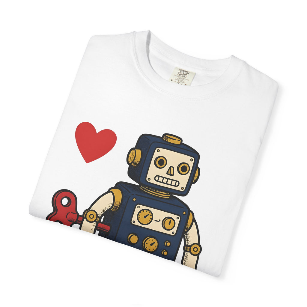 Android Heart Shirt Valentine's Day Old-School Gift Women Animated Tee Robot Heart T-Shirt Valentine Fan Cartoony Tshirt Retro Graphic