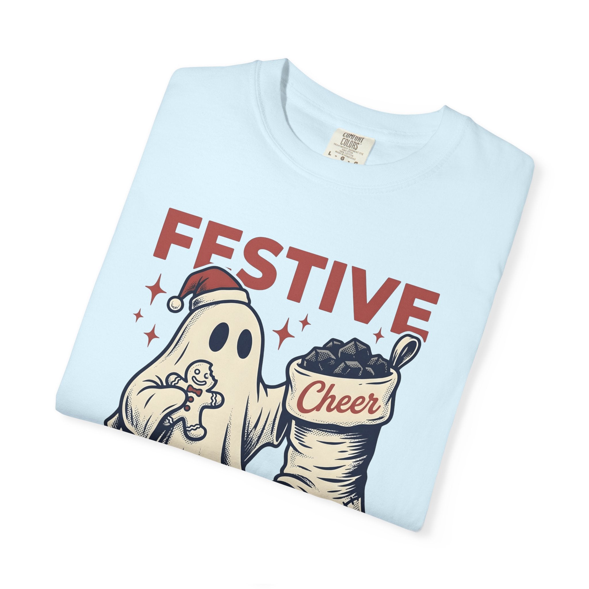 Ghost Santa Hat Shirt Christmas Humor Gift Women Vintage Tee Santa Hat T-Shirt Christmas Fan Santa Hat Tshirt Comedy Graphic Retro Christmas