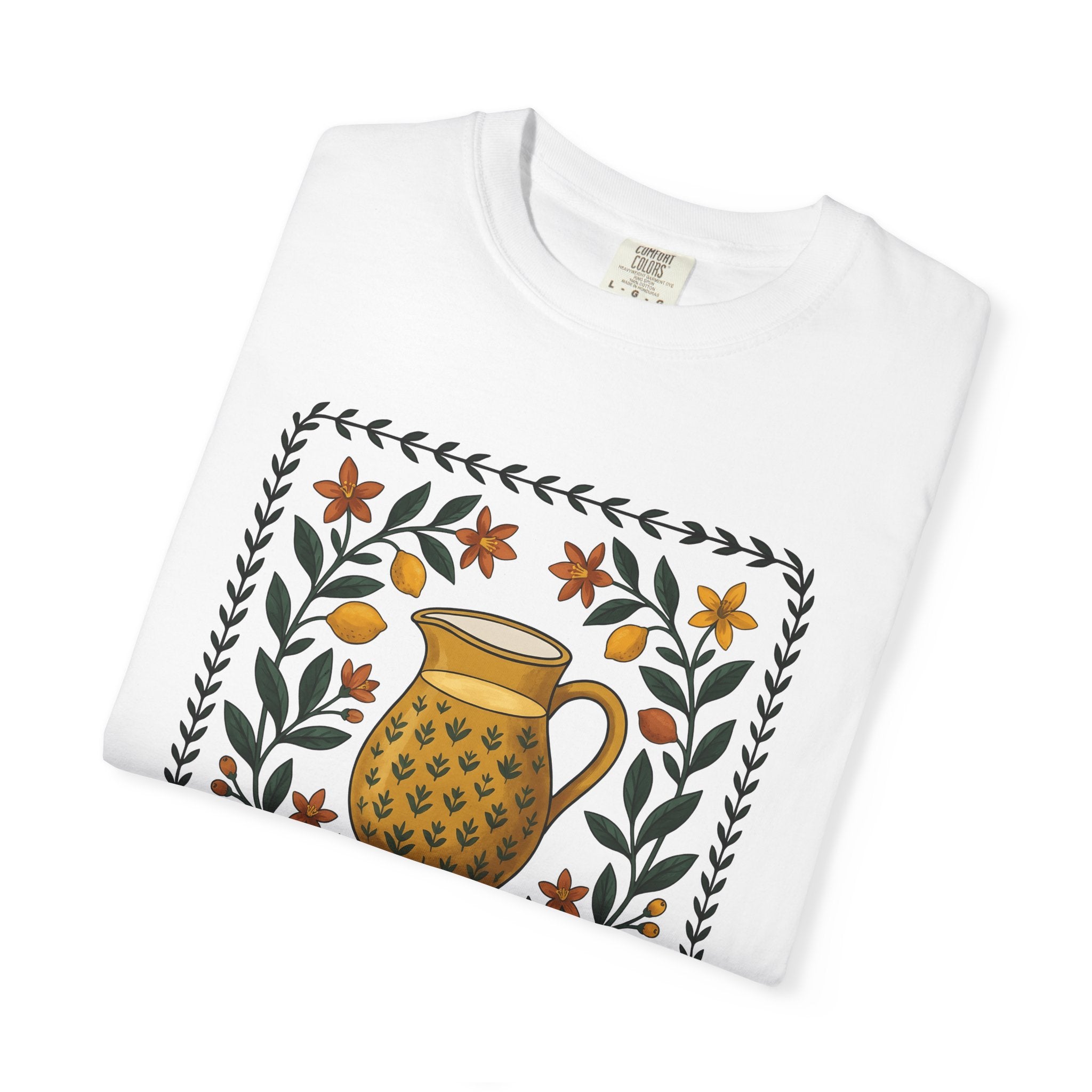 Classic Pitcher Shirt Coffee Bakeware Gift Women Primitive Tee Jug T-Shirt Coffee Fan Baking Tshirt Kitchenware Graphic Garden Blossom Edge