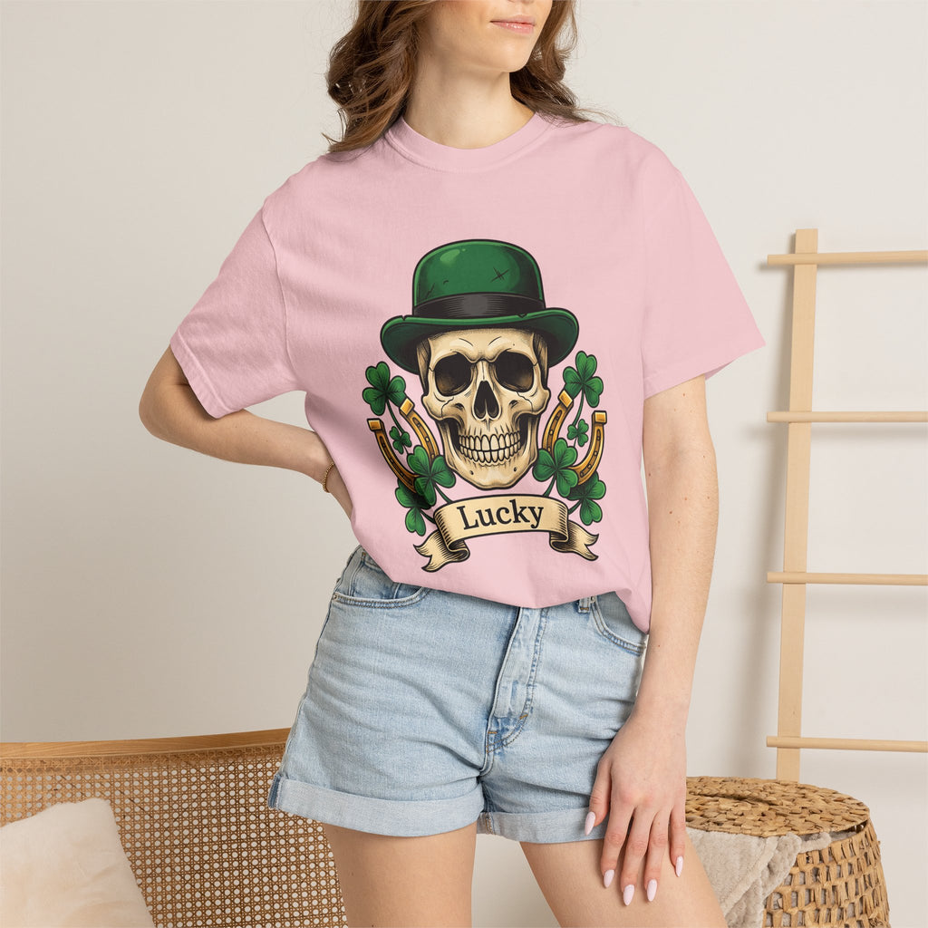 Skull Clover Shirt St Patrick's Day Fortune Gift Women Traditional Tee Shamrock T-Shirt Luck Fan Vintage Tshirt Prosperity Graphic Retro