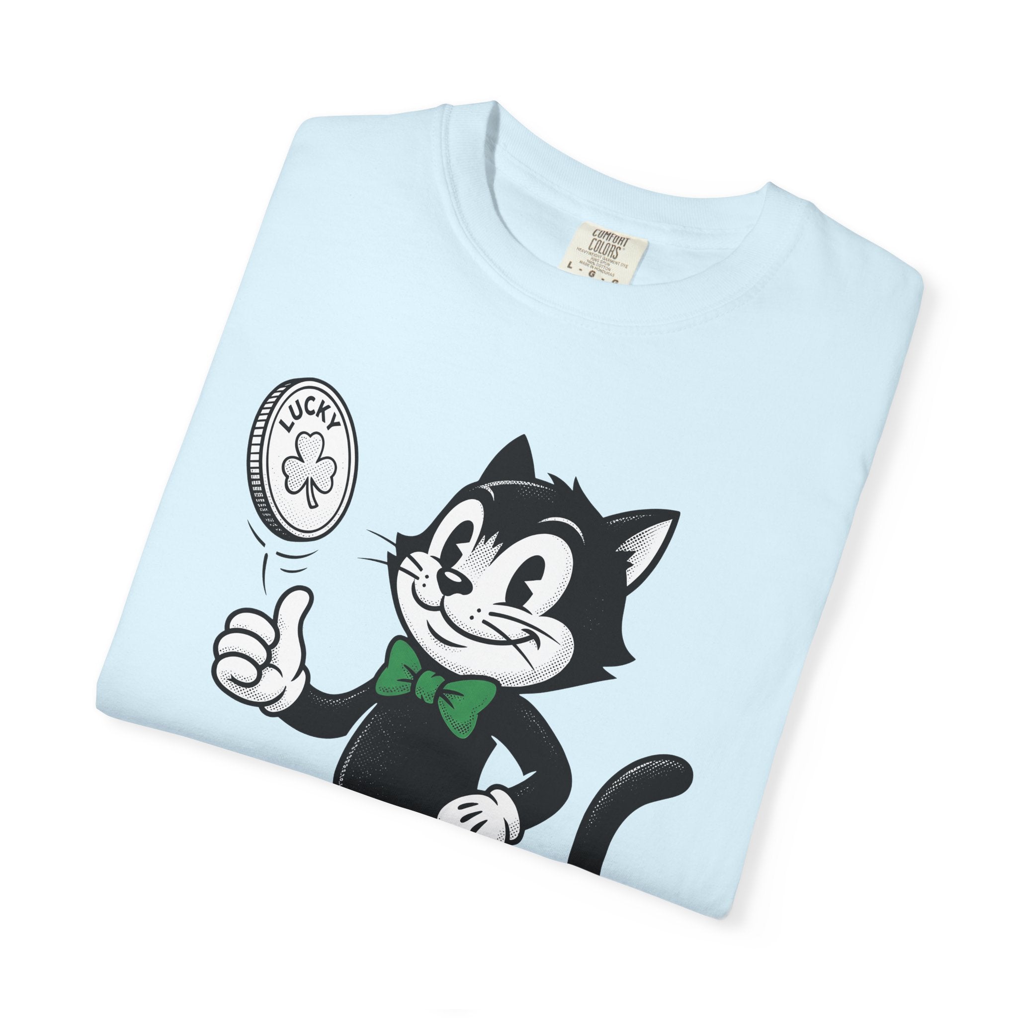 Black Cat Shirt St Patrick's Day Luck Gift Women Cartoon Tee Cat T-Shirt Lucky Fan Toon Tshirt Fortune Graphic Vintage Coin Tshirt