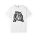 Owl Couple Shirt Animals Forest Gift Women Linocut Tee Owls T-Shirt Wildlife Fan Owl Art Tshirt Woodland Graphic Retro Limb Tshirt