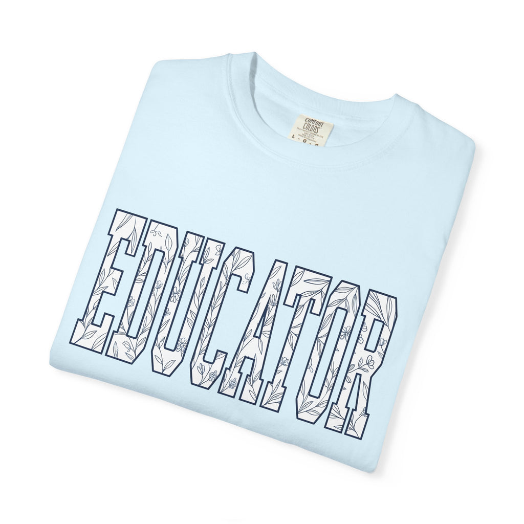 Blossom Block Lettering Shirt Teachers Thanks Gift Women Natural Tee Typography T-Shirt Educator Enthusiast Organic Tshirt Appreciation