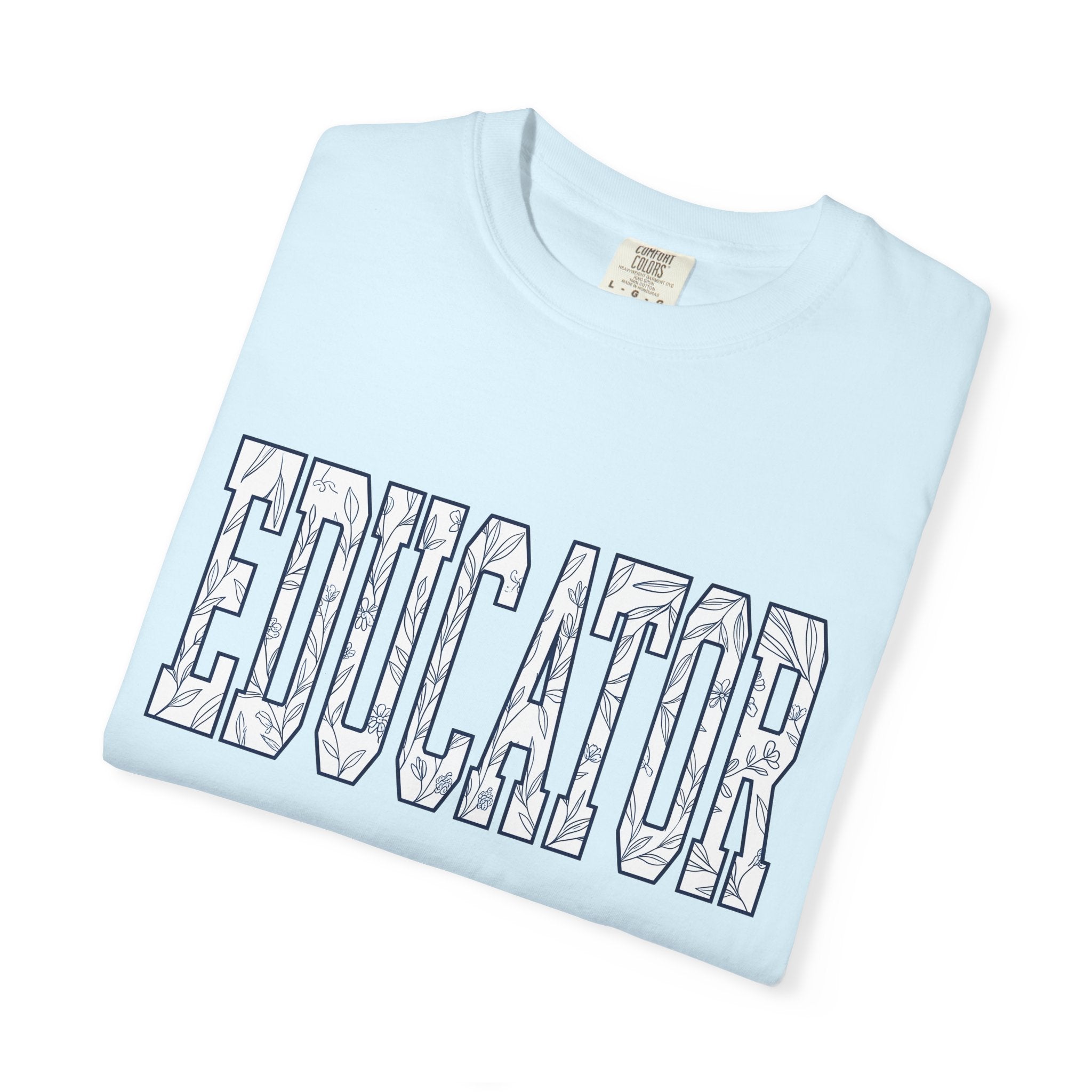 Blossom Block Lettering Shirt Teachers Thanks Gift Women Natural Tee Typography T-Shirt Educator Enthusiast Organic Tshirt Appreciation