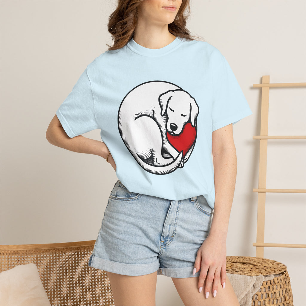 Napping Dog Shirt Dog Pet Gift Women Simple Tee Sleeping Dog T-Shirt Dog Fan Canine Tshirt Pet Illustration Retro Love Symbol Tshirt