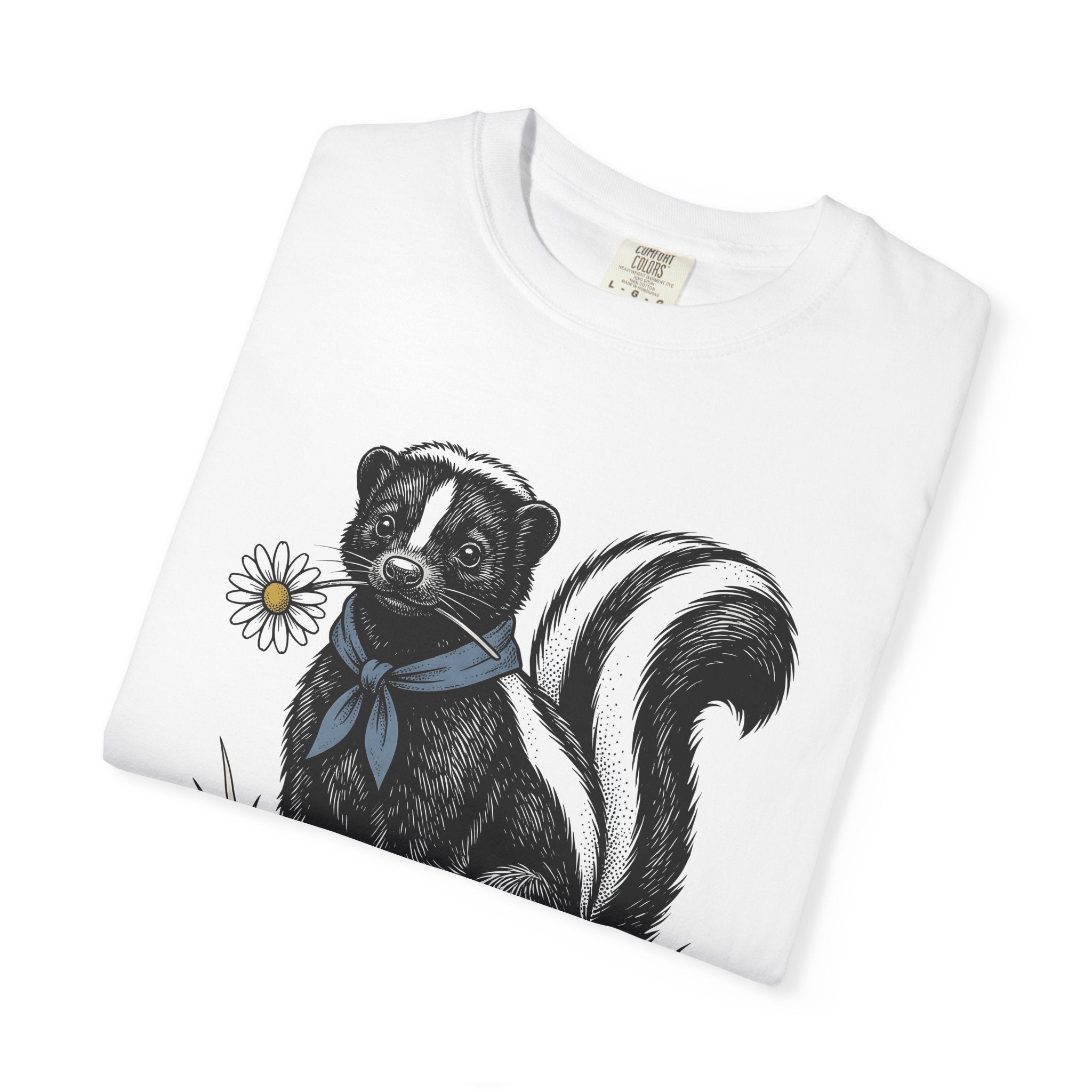Skunk Neckerchief Shirt Cowgirl Pets Gift Women Sketch Tee Bandana T-Shirt Rodeo Fan Illustrated Tshirt Animal Graphic Hand Drawn Blossom