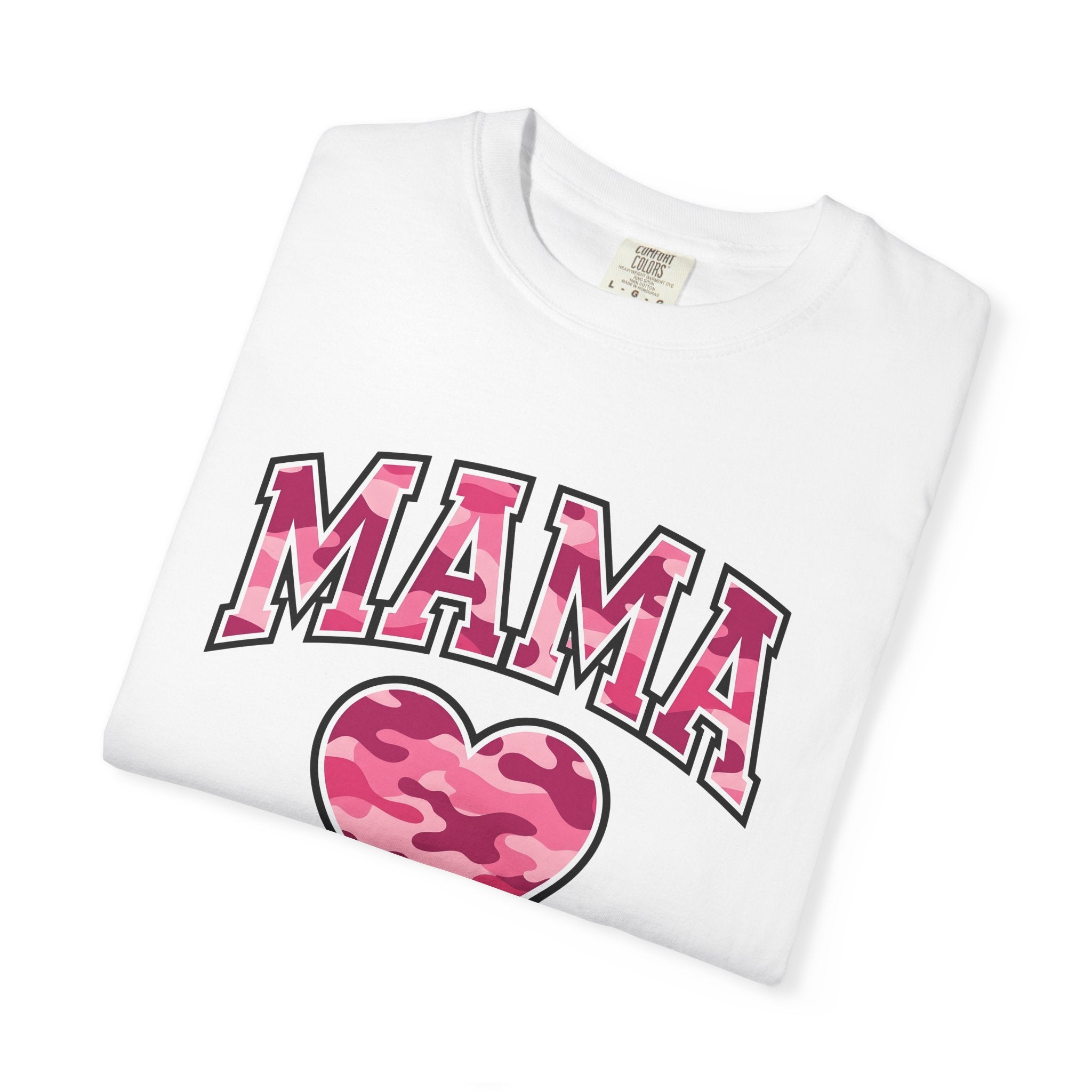 Pink Camo Heart Shirt Mom Family Gift Women Bold Tee Heart T-Shirt Mother Fan Graphic Tshirt Clan Graphic Retro Camouflage Pattern Tshirt