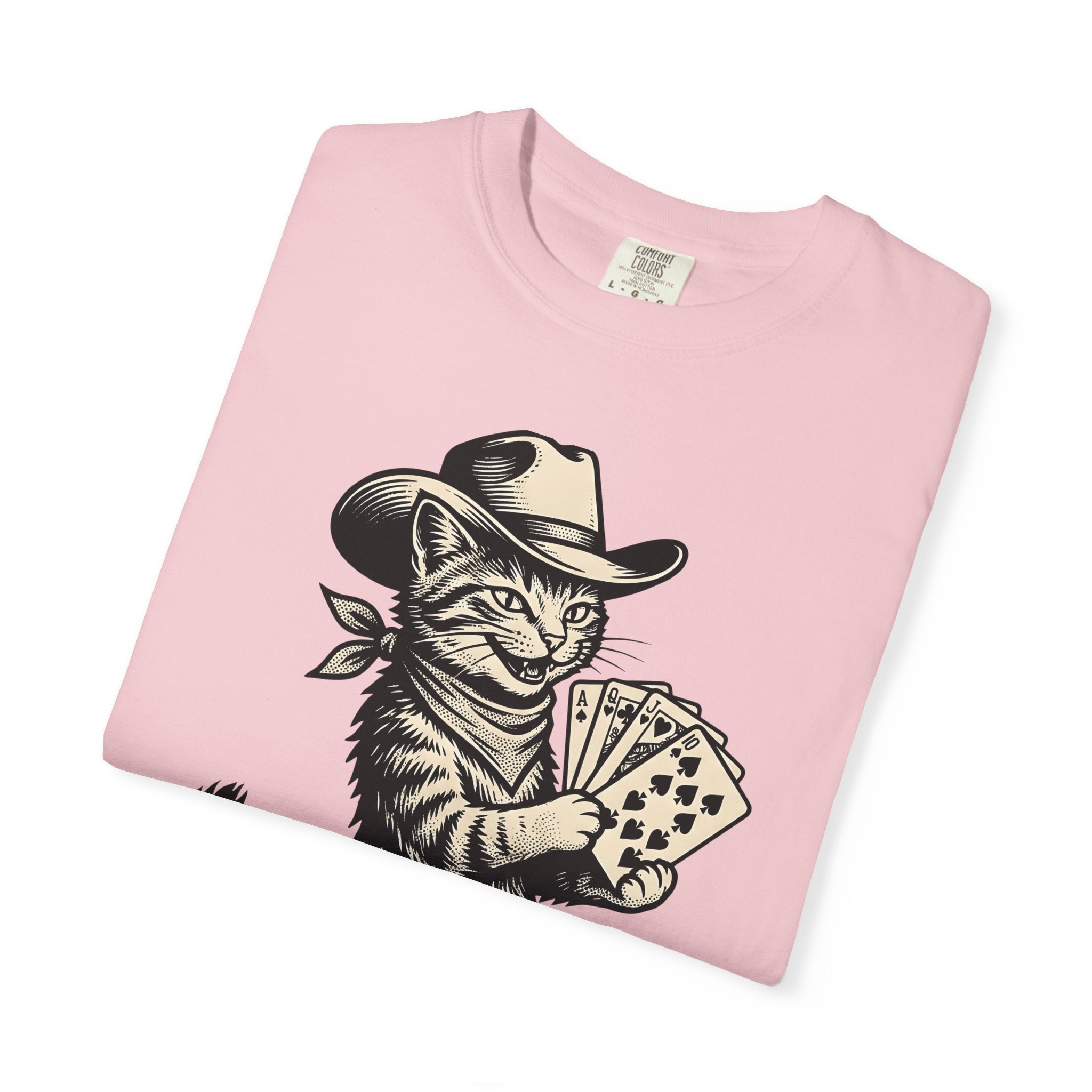 Country Cat Shirt Cat Frontier Gift Women Antique Tee Kitty T-Shirt Feline Fan Vintage Tshirt Western Graphic Outline Playing Card Tshirt