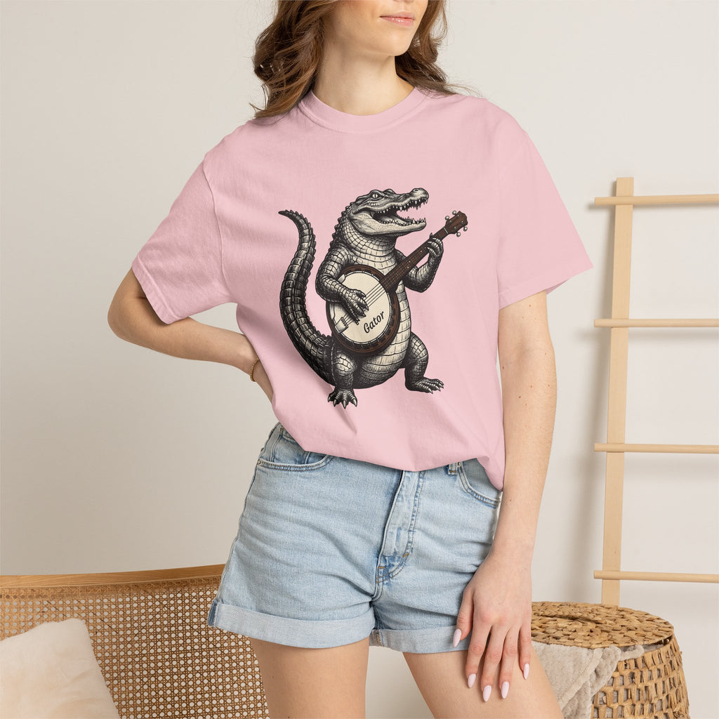 Caiman String Instrument Shirt Animals Composer Gift Women Rustic Tee Lute T-Shirt Wildlife Enthusiast Vintage Tshirt Maestro Graphic Doodle