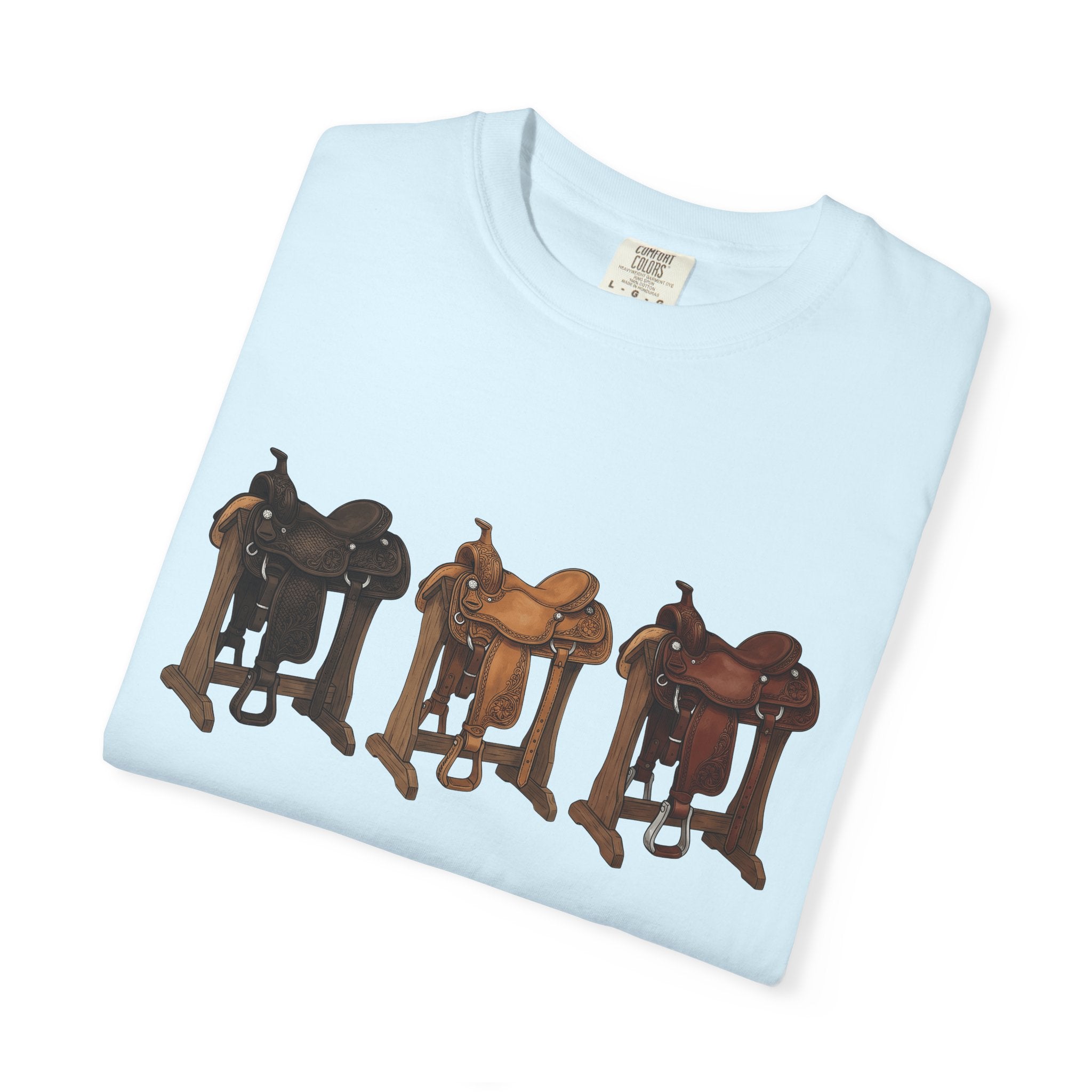Rodeo Saddles Shirt Cowgirl Ranch Gift Women Line Art Tee Saddle T-Shirt Cowboy Fan Western Tshirt Farmhouse Graphic Illustrated Leather