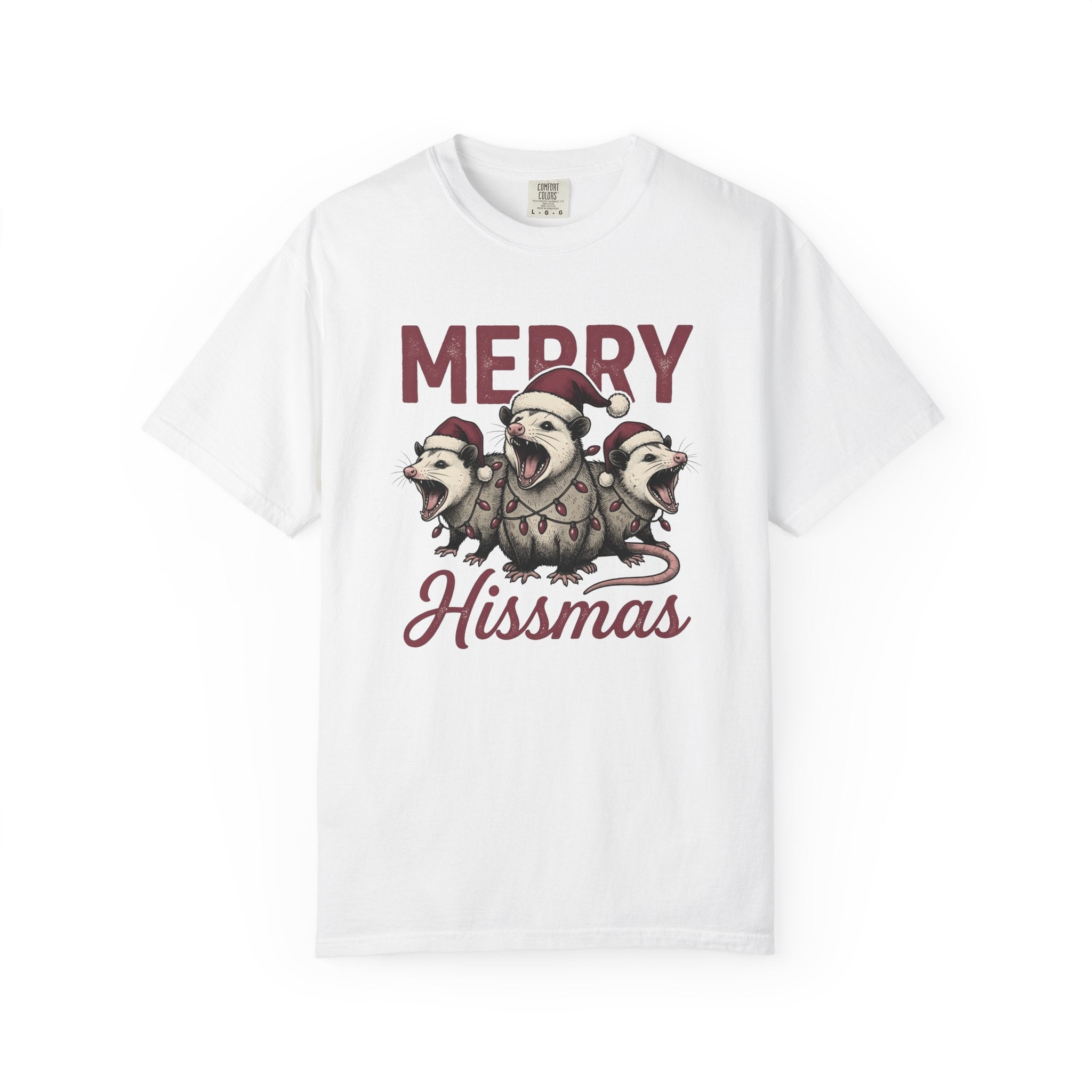 Possum Santa Hats Shirt Christmas Nature Gift Women Sketch Tee Opossum T-Shirt Christmas Fan Drawing Tshirt Wildlife Graphic Line Art String