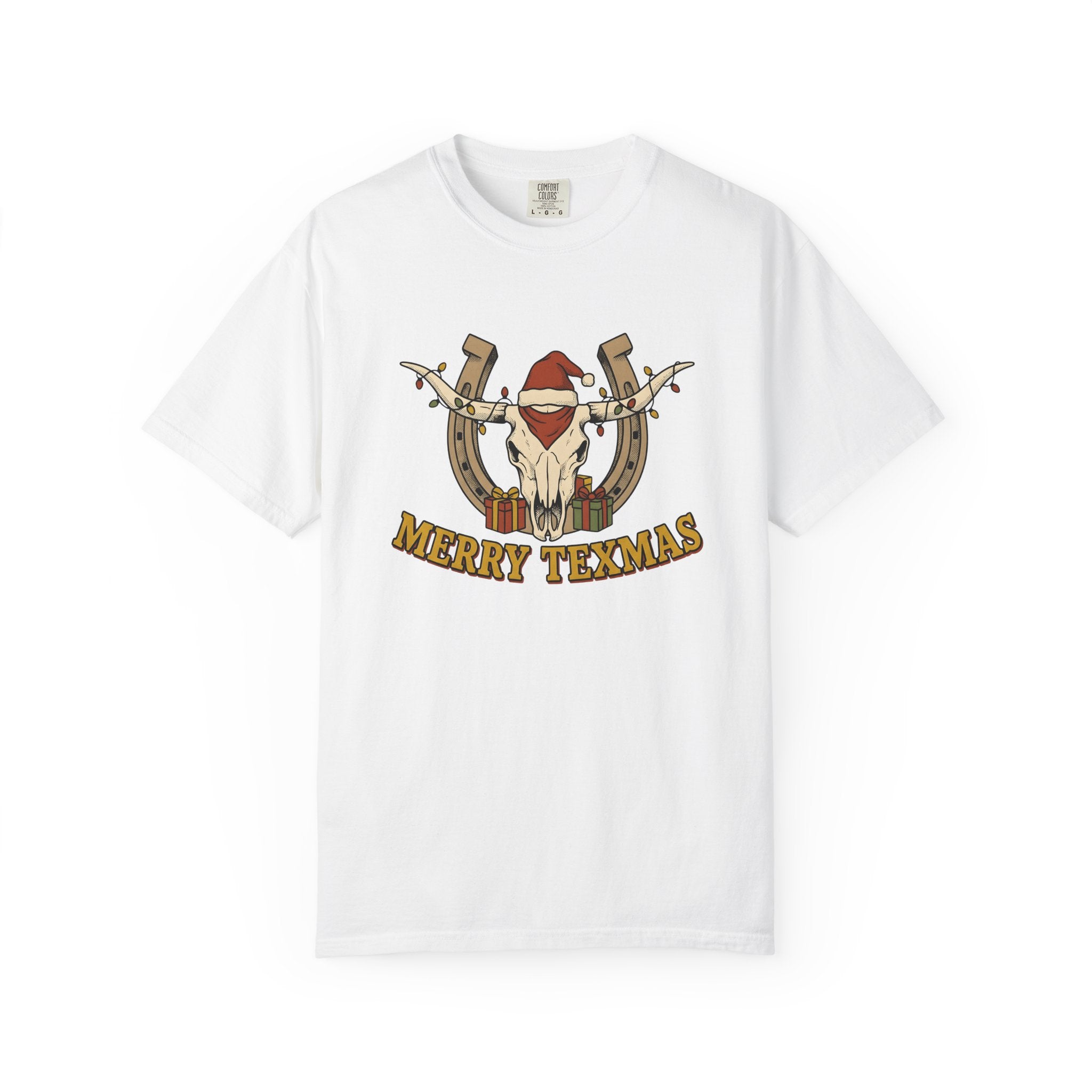 Bull Skull Shirt Christmas Rodeo Gift Women Tribal Tee Cow Skull T-Shirt Xmas Fan Native Tshirt Rodeo Graphic Country Western Horseshoe