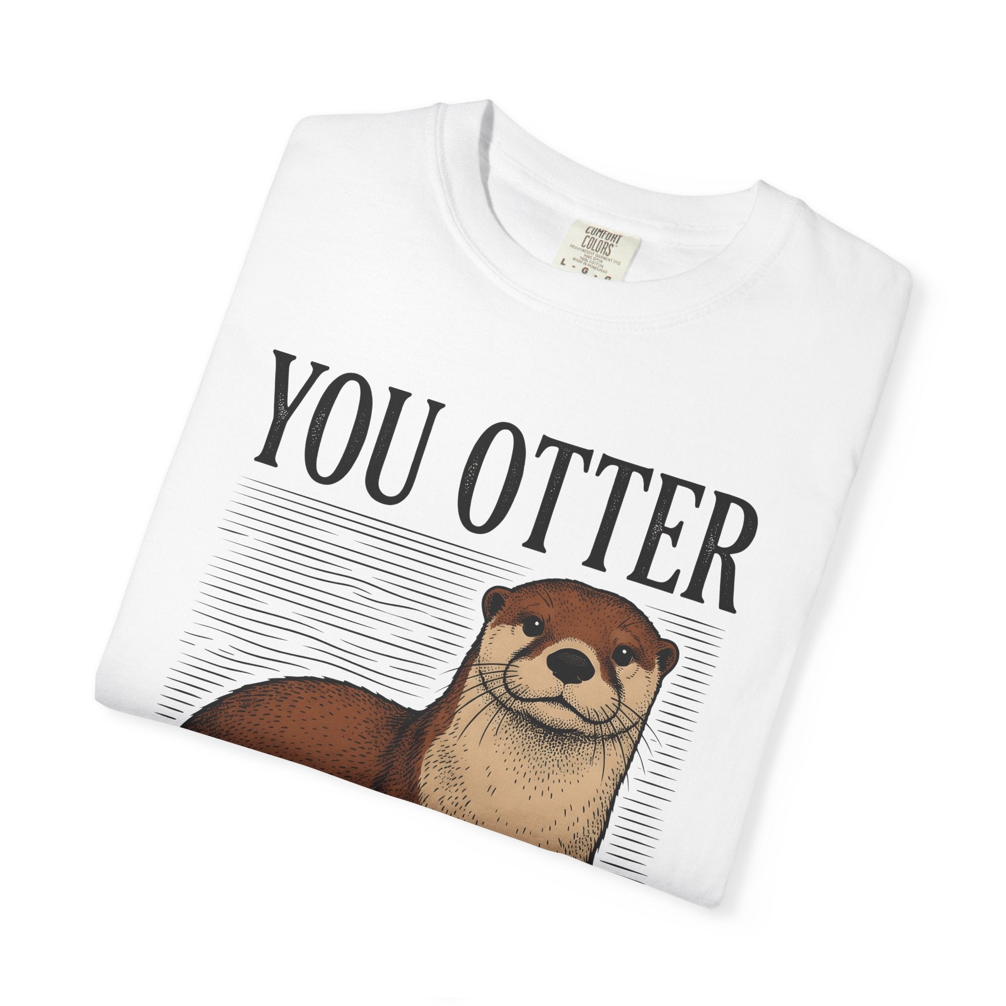 Otter Art Shirt Funny Fauna Gift Women Line Art Tee Otter T-Shirt Humor Fan Minimalist Tshirt Wildlife Graphic Cartoon Timber Texture Tshirt