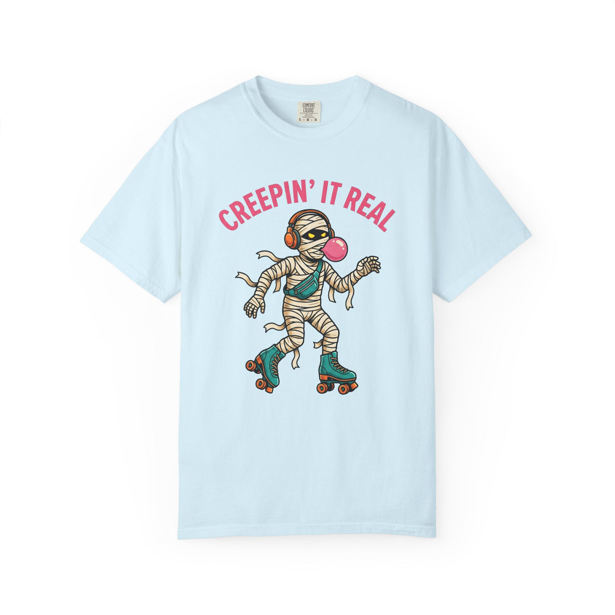 Wrapped Skater Shirt Halloween Joke Gift Women Comic Tee Skater T-Shirt Horror Fan Comic Book Tshirt Pun Graphic Vintage Earbuds Tshirt