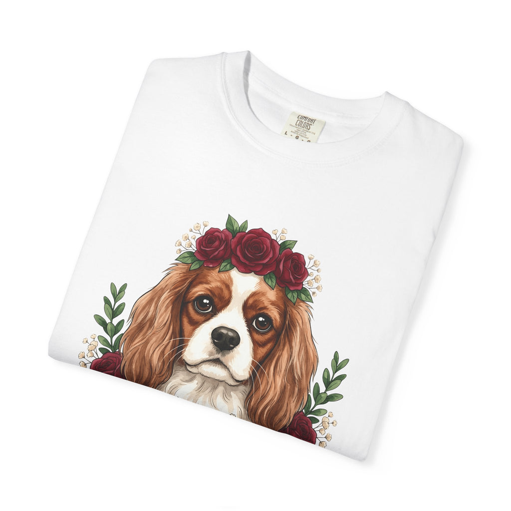 Cavalier King Charles Spaniel Shirt Dog Petals Gift Women Flower Art Tee Spaniel T-Shirt Dog Fan Floral Tshirt Floral Graphic Paint Blossom