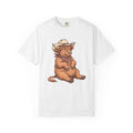 Highland Cow Shirt Cowgirl Western Gift Women Hand Drawn Tee Heifer T-Shirt Cowgirl Fan Illustrated Graphic Tshirt Vintage Cowboy Hat Tshirt