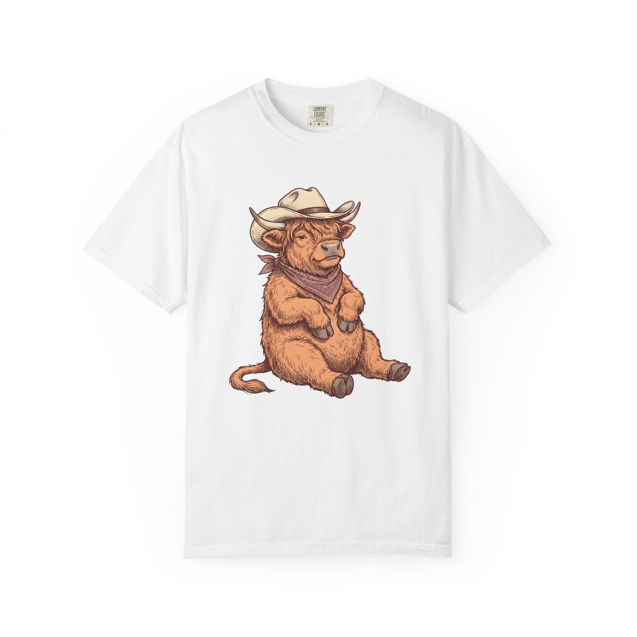 Highland Cow Shirt Cowgirl Western Gift Women Hand Drawn Tee Heifer T-Shirt Cowgirl Fan Illustrated Graphic Tshirt Vintage Cowboy Hat Tshirt