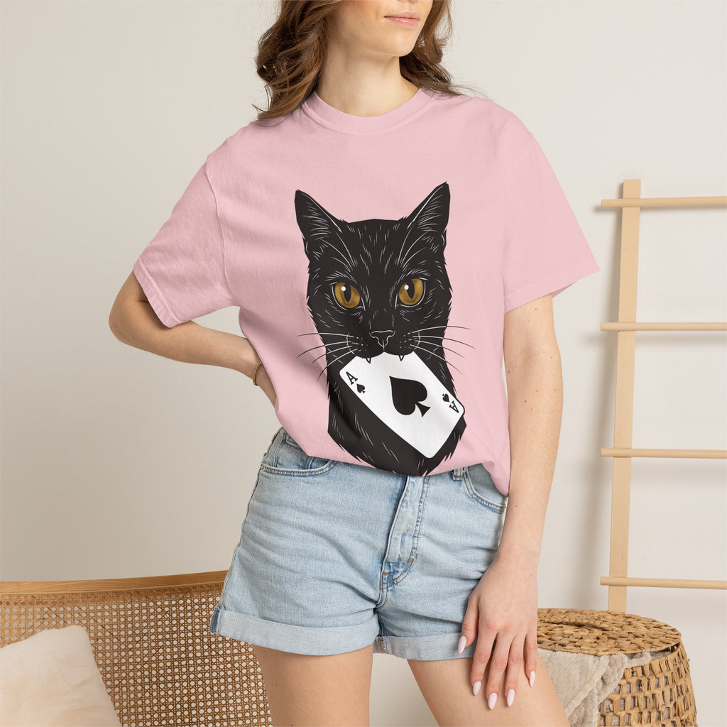 Black Kitty Shirt Cat Casino Gift Women Digital Tee Cat T-Shirt Cat Fan Pixel Tshirt Gambling Graphic Retro Card Tshirt