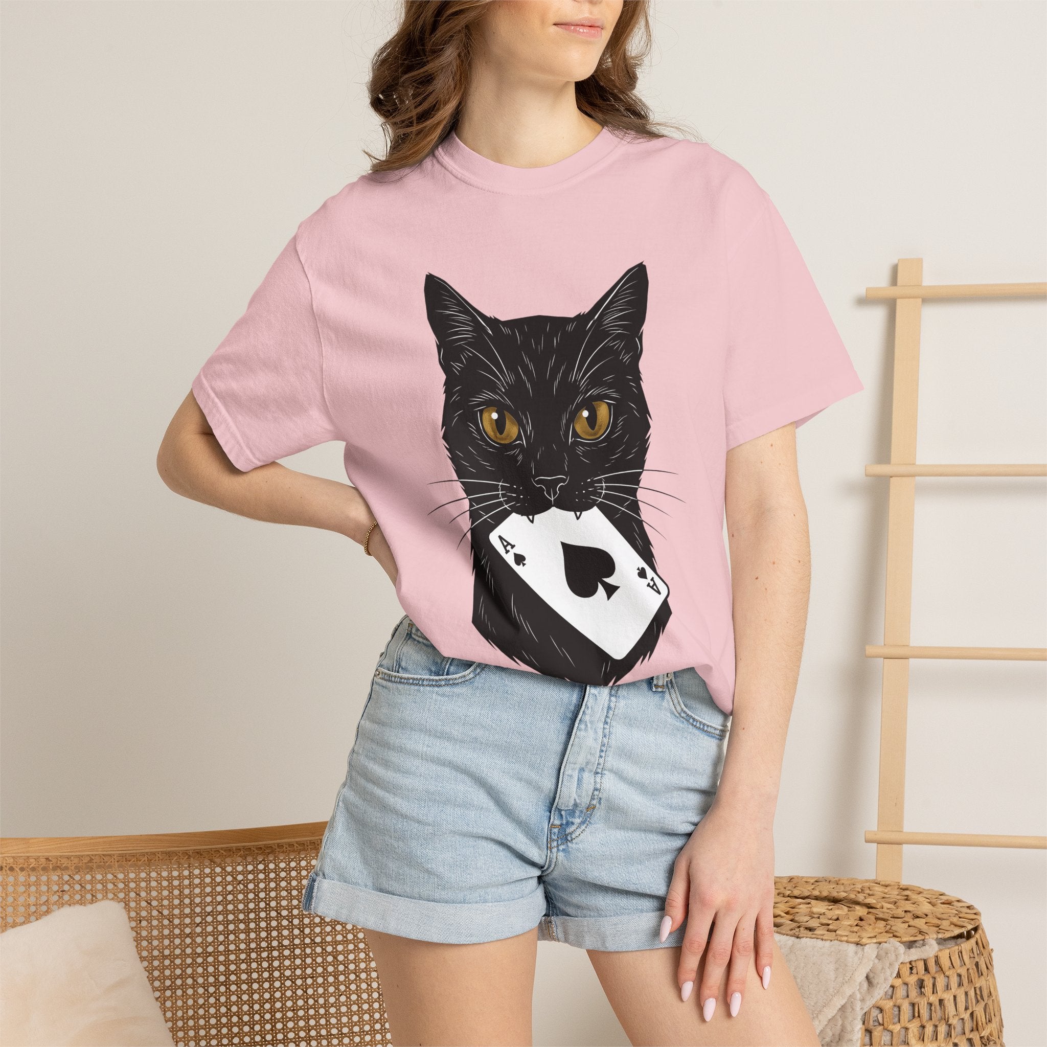 Black Kitty Shirt Cat Casino Gift Women Digital Tee Cat T-Shirt Cat Fan Pixel Tshirt Gambling Graphic Retro Card Tshirt
