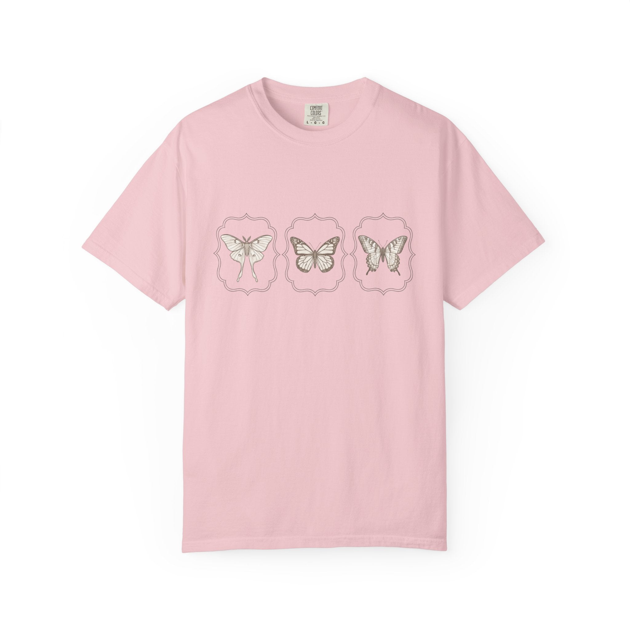 Butterfly Moth Shirt Cottagecore Outdoors Gift Women Sketch Tee Moth T-Shirt Cottagecore Fan Drawing Graphic Simple Vintage Border Tshirt