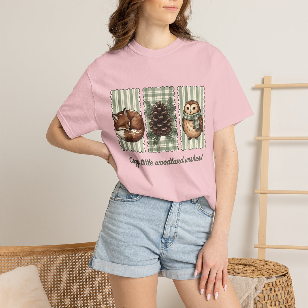 Forest Critters Shirt Christmas Environment Gift Women Ink Tee Wildlife T-Shirt Xmas Fan Nature Tshirt Eco Graphic Line Art Seed Cone Tshirt