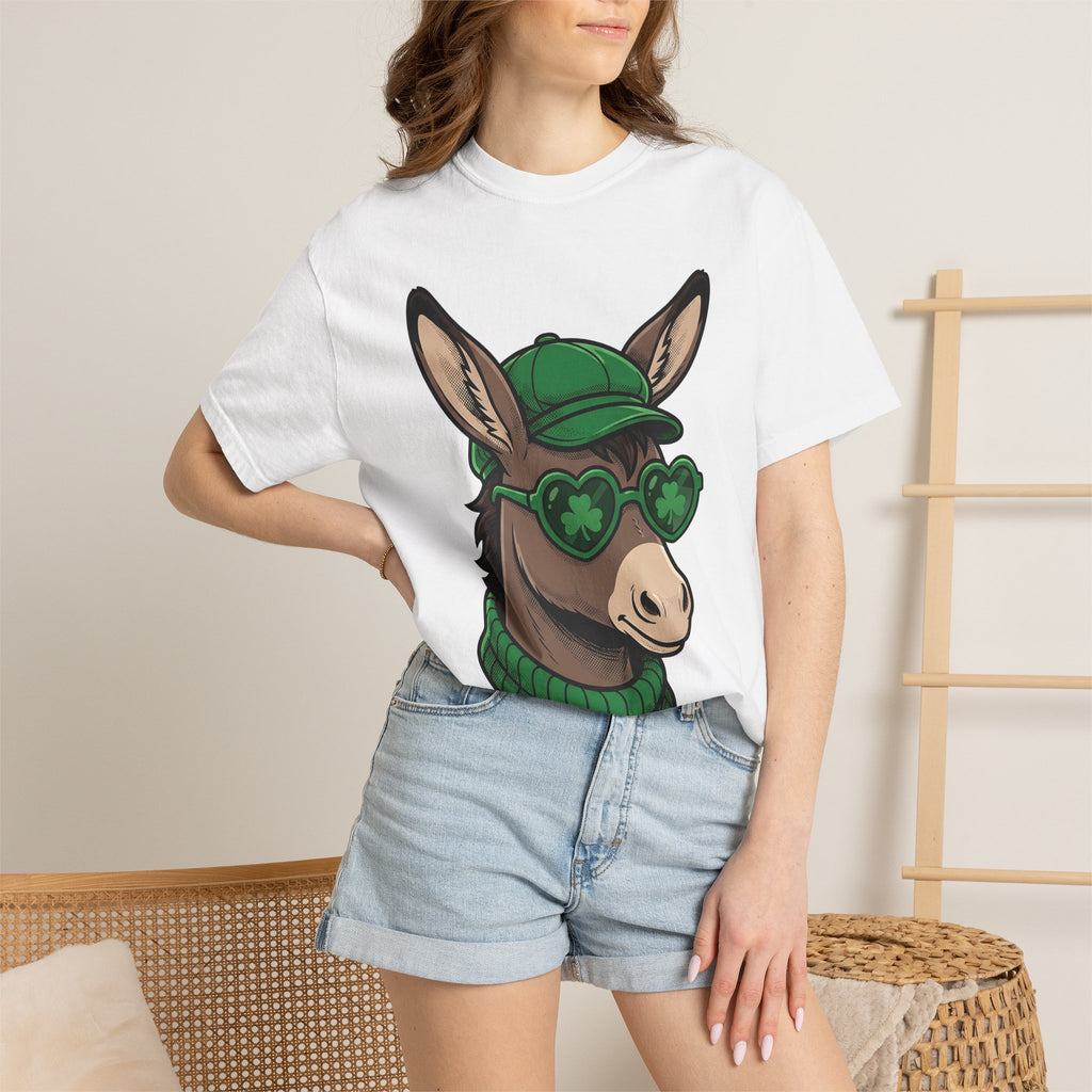 Burro Art Shirt St Patrick's Day Fauna Gift Women Animation Tee Donkey T-Shirt Shamrock Fan Cartoon Tshirt Wildlife Graphic Classic Lucky
