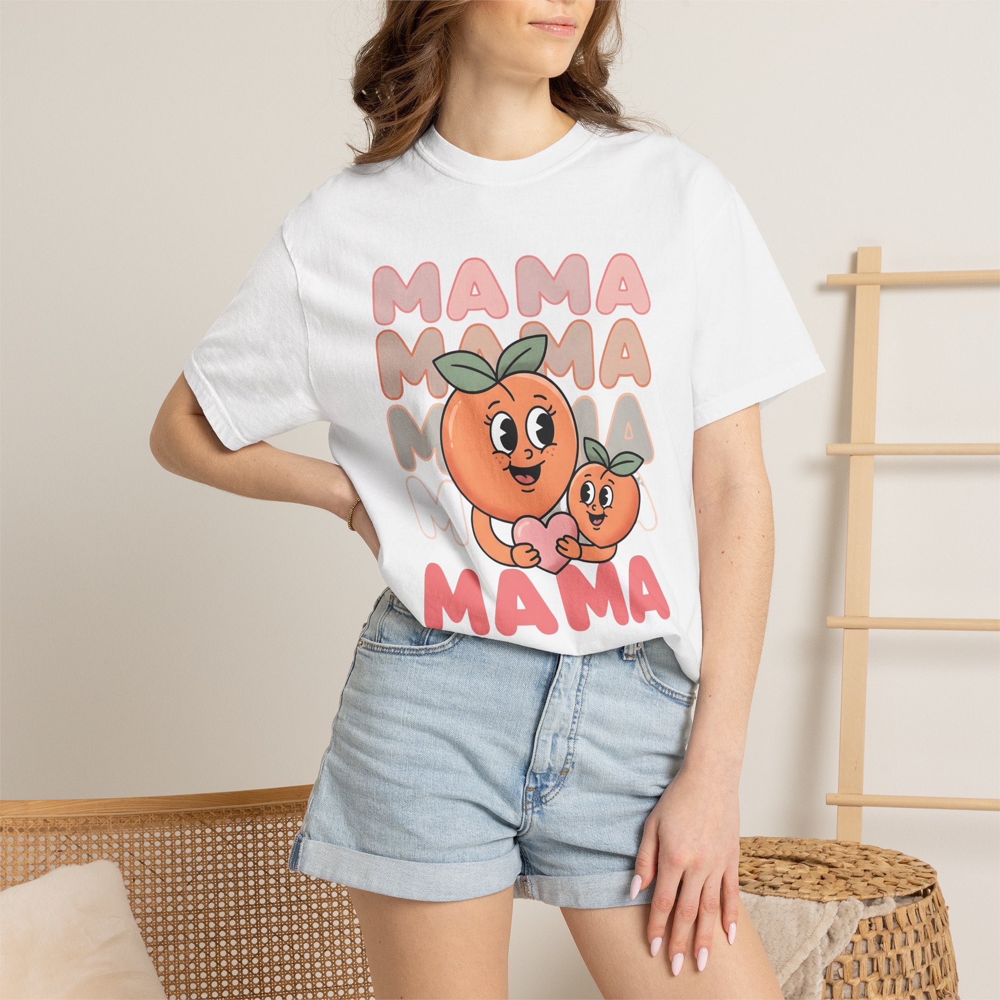 Peach Characters Shirt Moms Family Gift Women Cute Tee Peach T-Shirt Motherhood Fan Adorable Tshirt Clan Graphic Retro Heart Tshirt