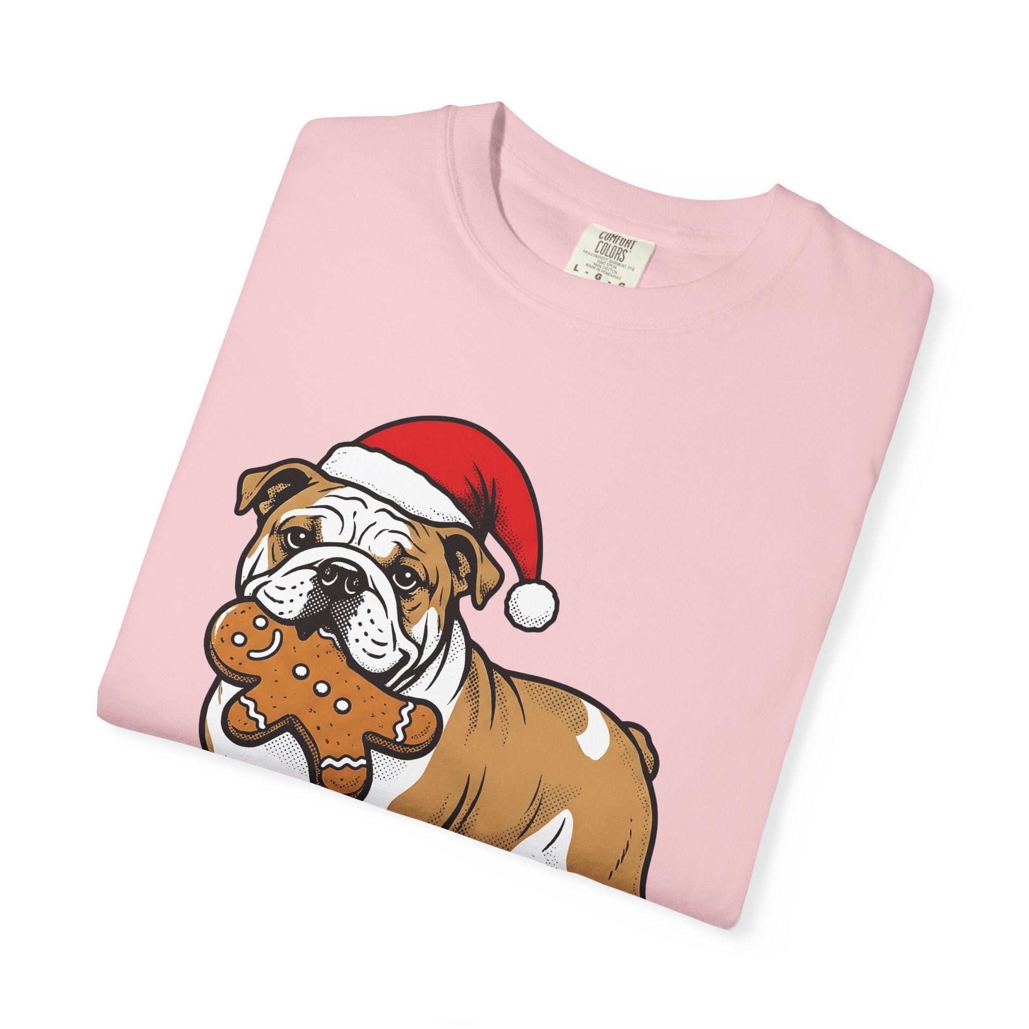 Bulldog Shirt Dog Festive Gift Women Line Art Tee Dog T-Shirt Dog Fan Illustration Graphic Classic Christmas Bonnet Tshirt