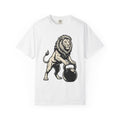 Lion Dumbbell Shirt Animals Gym Gift Women Sketch Tee Lion T-Shirt Wildlife Enthusiast Drawing Tshirt Fitness Graphic Classic Training