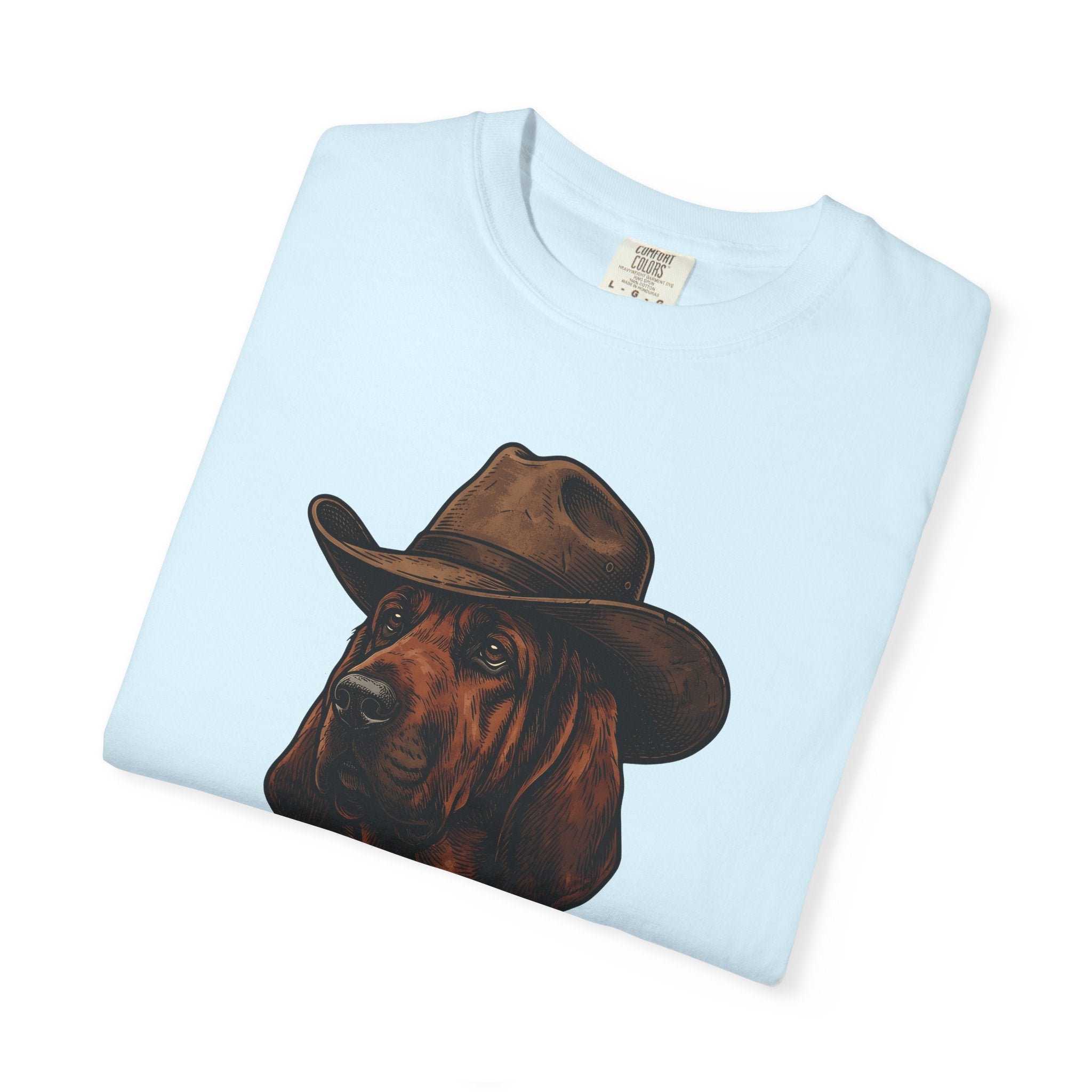 Bloodhound Puppy Shirt Dog Country Gift Women Retro Tee Hound T-Shirt Dog Fan Vintage Graphic Country Illustration Sketch Cowboy Hat Tshirt