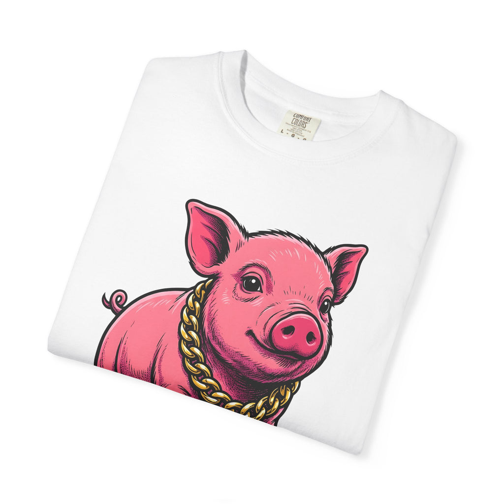 Pig Drawing Shirt Funny Fauna Gift Women Animated Tee Swine T-Shirt Humor Fan Cartoon Tshirt Wildlife Graphic Classic Gold Pendant Tshirt