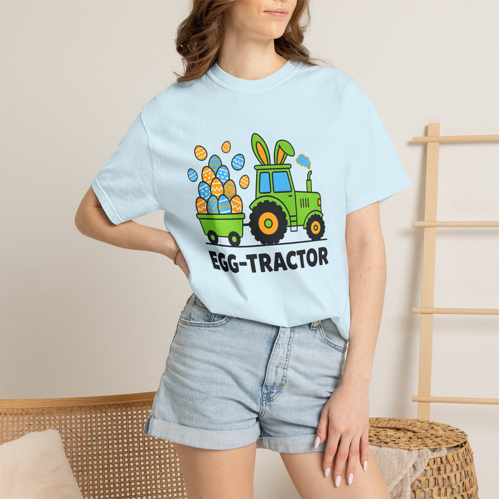 Tractor Eggs Shirt Easter Farming Gift Women Animation Tee Easter Egg T-Shirt Easter Fan Cartoon Tshirt Agricultural Graphic Lighthearted