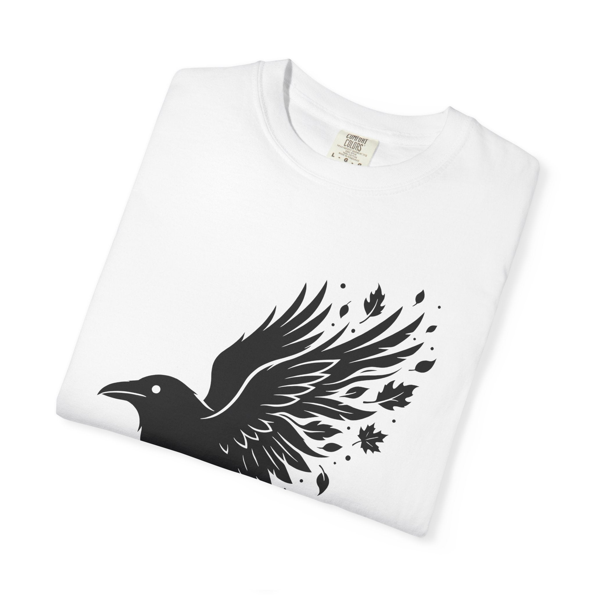 Dark Bird Shirt Animals Environment Gift Women Creepy Tee Raven T-Shirt Wildlife Enthusiast Spooky Tshirt Eco Graphic Bare Tree Leaves