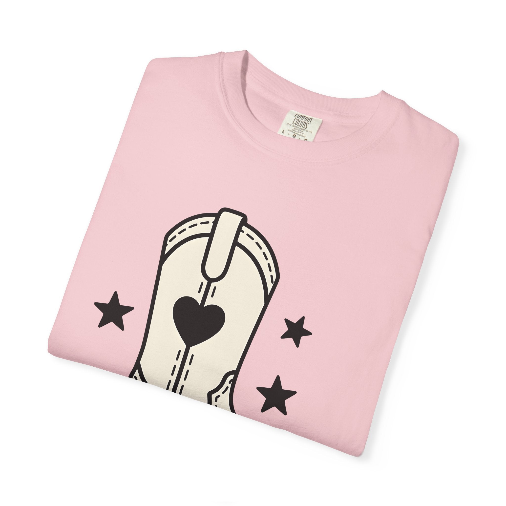 Western Boot Shirt Cowgirl Ranch Gift Women Vintage Tee Cowboy Boot T-Shirt Rodeo Fan Cowboy Boot Tshirt Farm Graphic Line Art Star Shapes