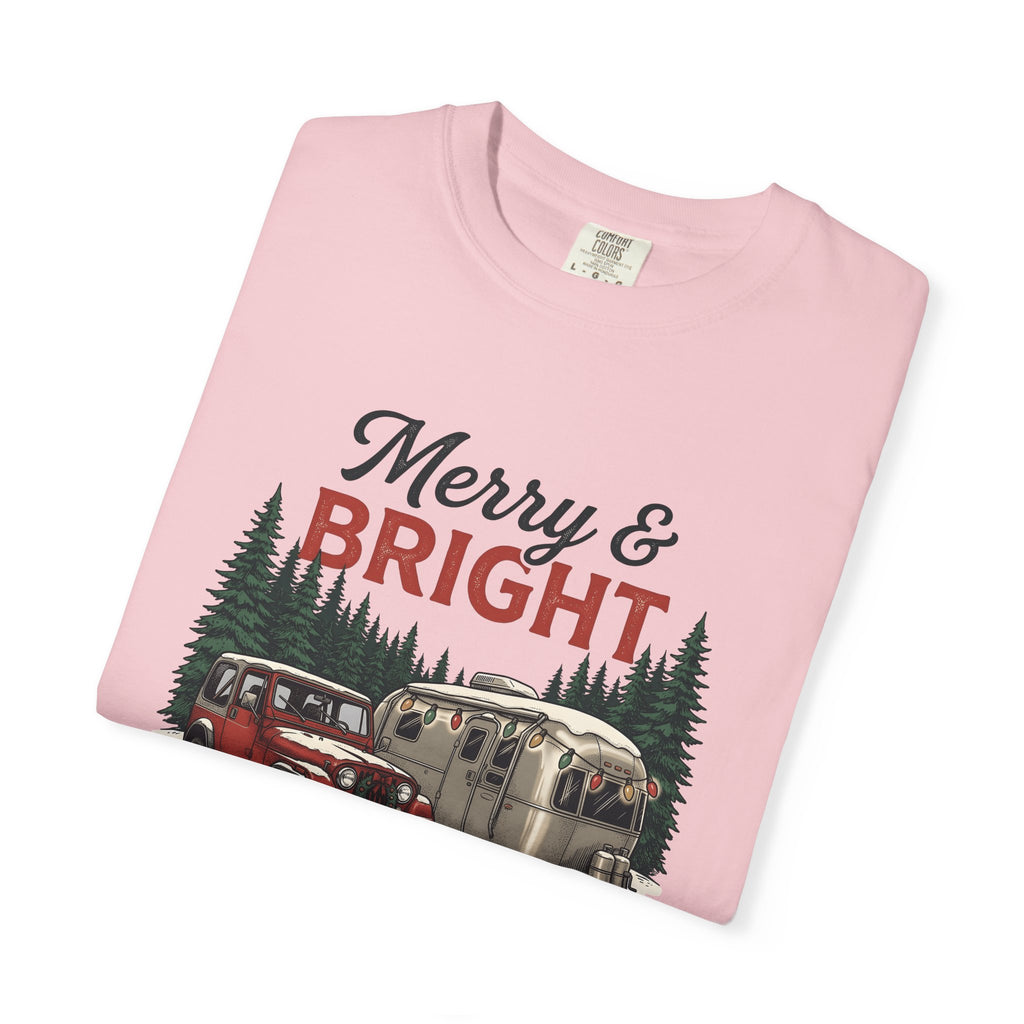 Camper Van Shirt Christmas Camping Gift Women Vintage Tee Motorhome T-Shirt Holiday Fan Retro Tshirt Outdoor Graphic Hand Drawn Christmas