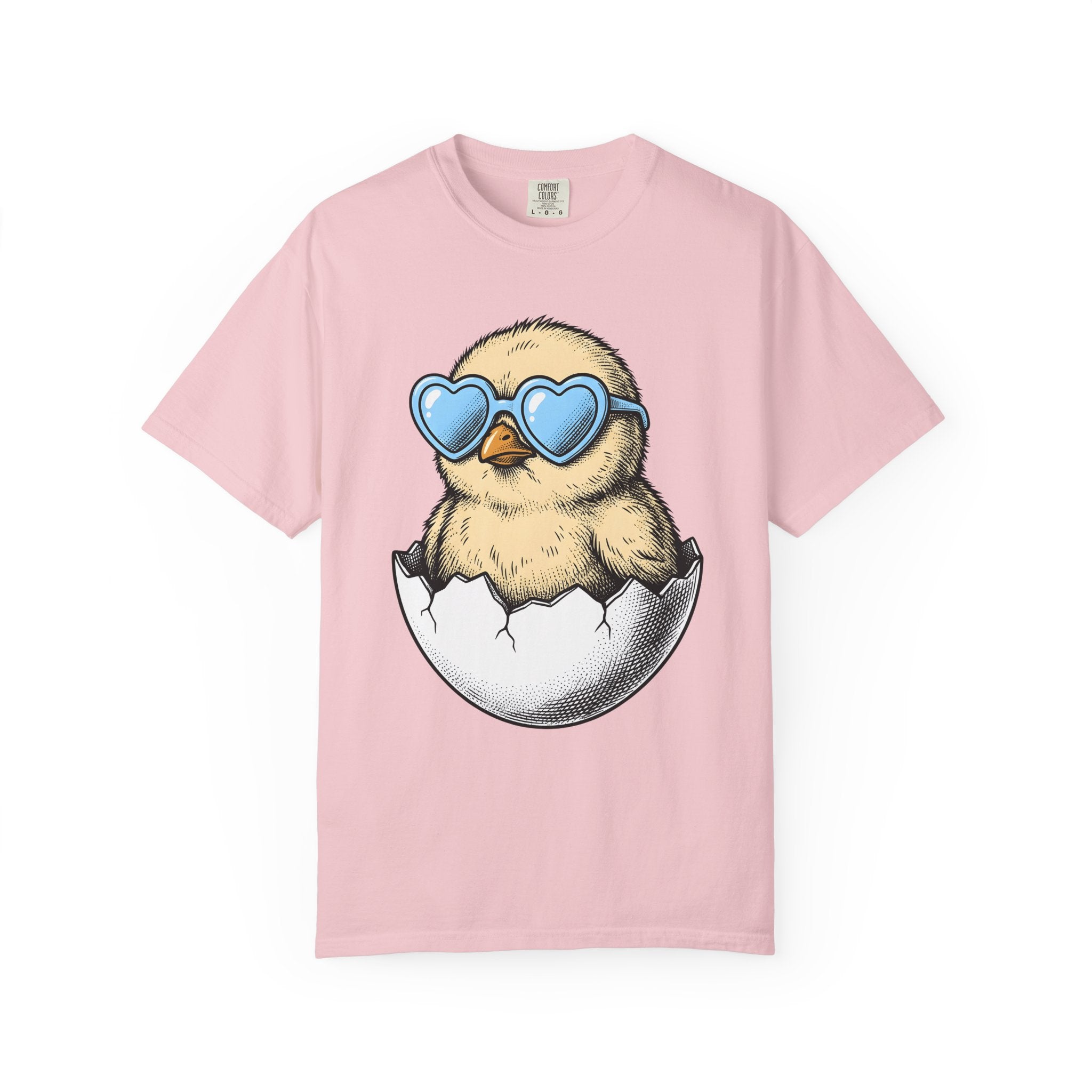 Chick Egg Shirt Easter Spring Gift Women Cartoon Tee Chick T-Shirt Easter Fan Cartoonish Tshirt Floral Graphic Hand Drawn Heart Sunglasses