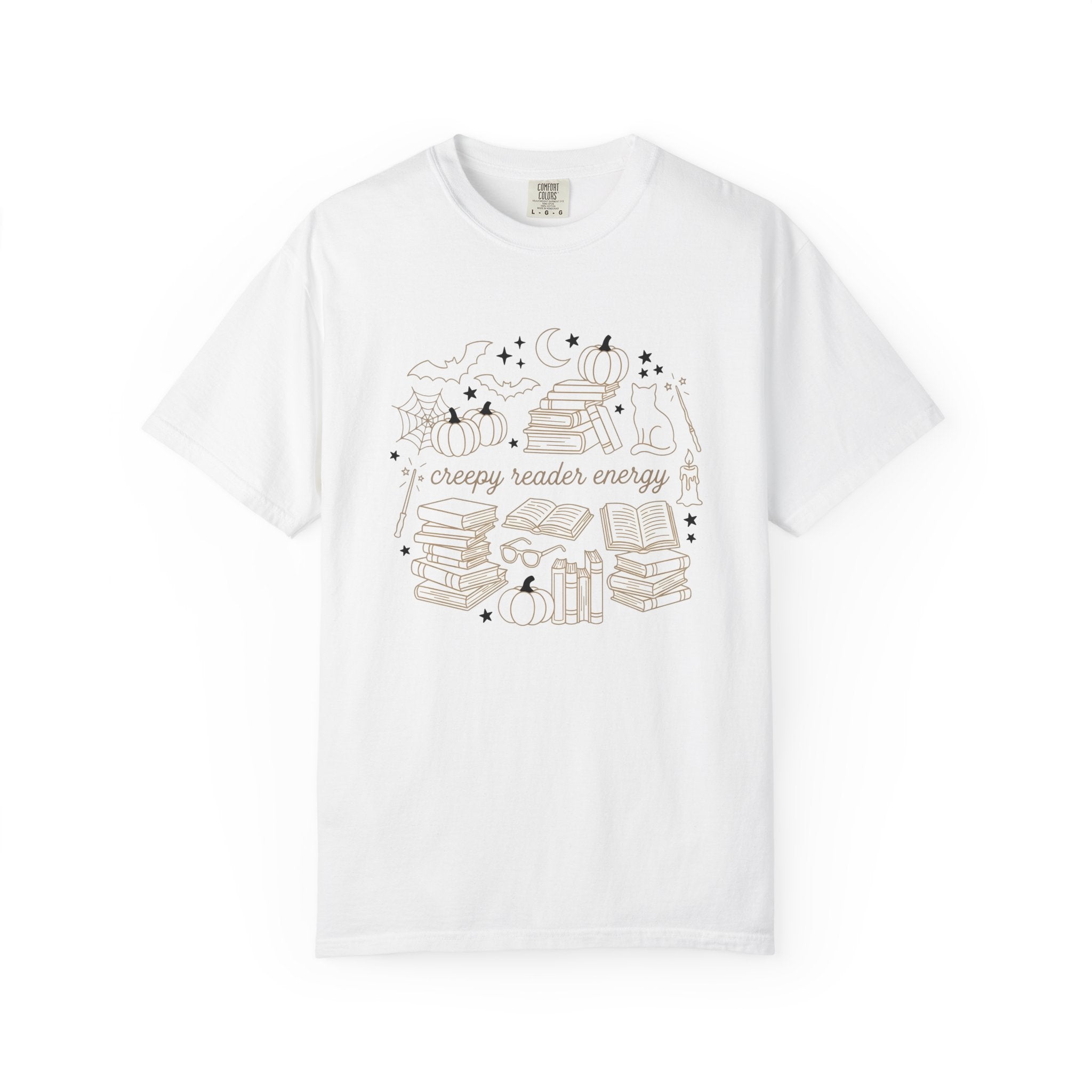 Creepy Book Pile Shirt Halloween Reader Gift Women Sketch Tee Book Stack T-Shirt Horror Fan Drawing Illustration Retro Jack-O-Lantern Tshirt