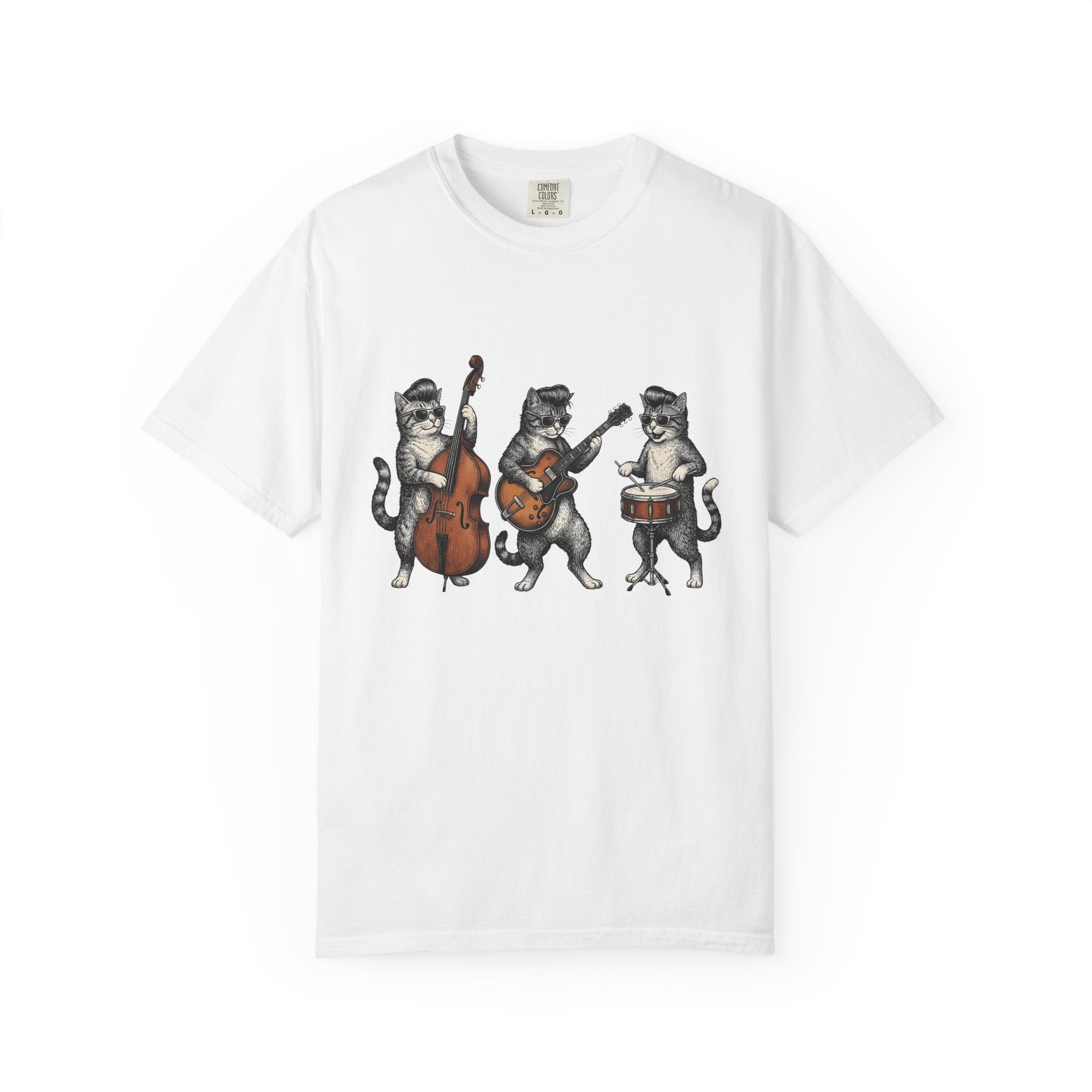 Kitty Group Shirt Cat Sound Gift Women Distressed Tee Cat T-Shirt Cat Fan Vintage Tshirt Audio Graphic Doodle Spectacles Tshirt