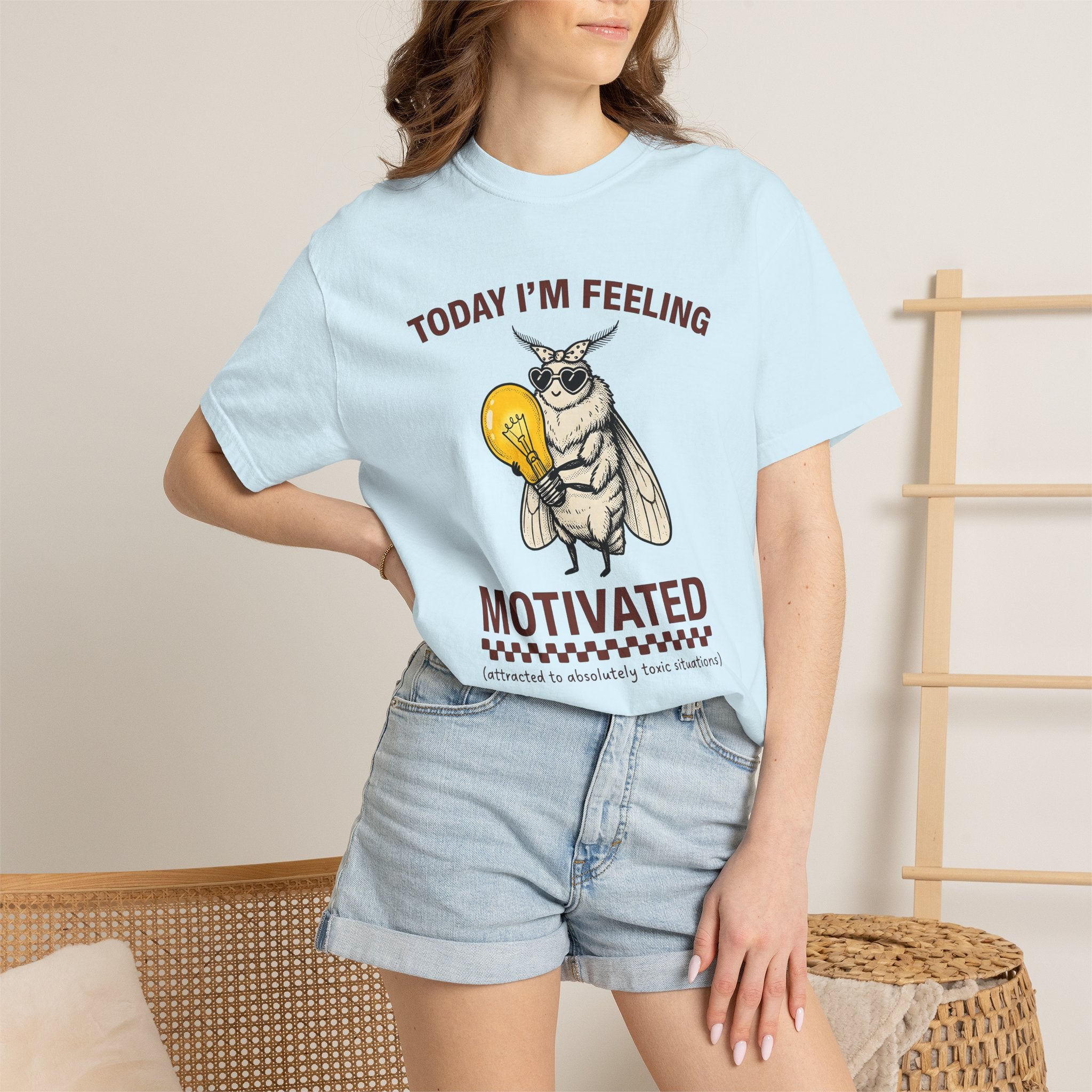 Moth Holding Lightbulb Shirt Funny Animal Gift Women Vintage Tee Moth T-Shirt Humor Fan Retro Tshirt Creature Graphic Hand Drawn Heart