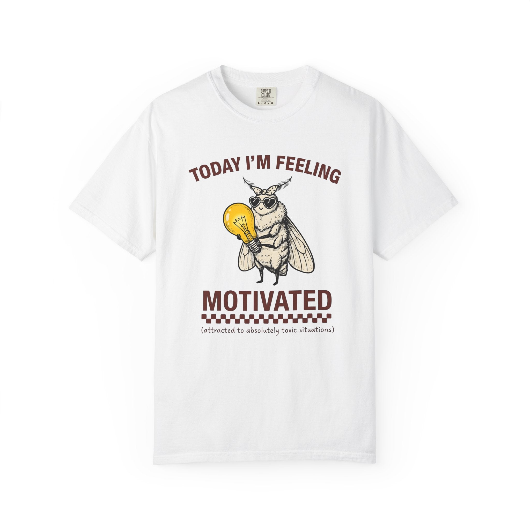 Moth Holding Lightbulb Shirt Funny Animal Gift Women Vintage Tee Moth T-Shirt Humor Fan Retro Tshirt Creature Graphic Hand Drawn Heart