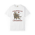 Skeleton Santa Hat Shirt Christmas Alcohol Gift Women Vintage Tee Santa Hat T-Shirt Holiday Fan Boozy Graphic Retro Wine Glass Tshirt